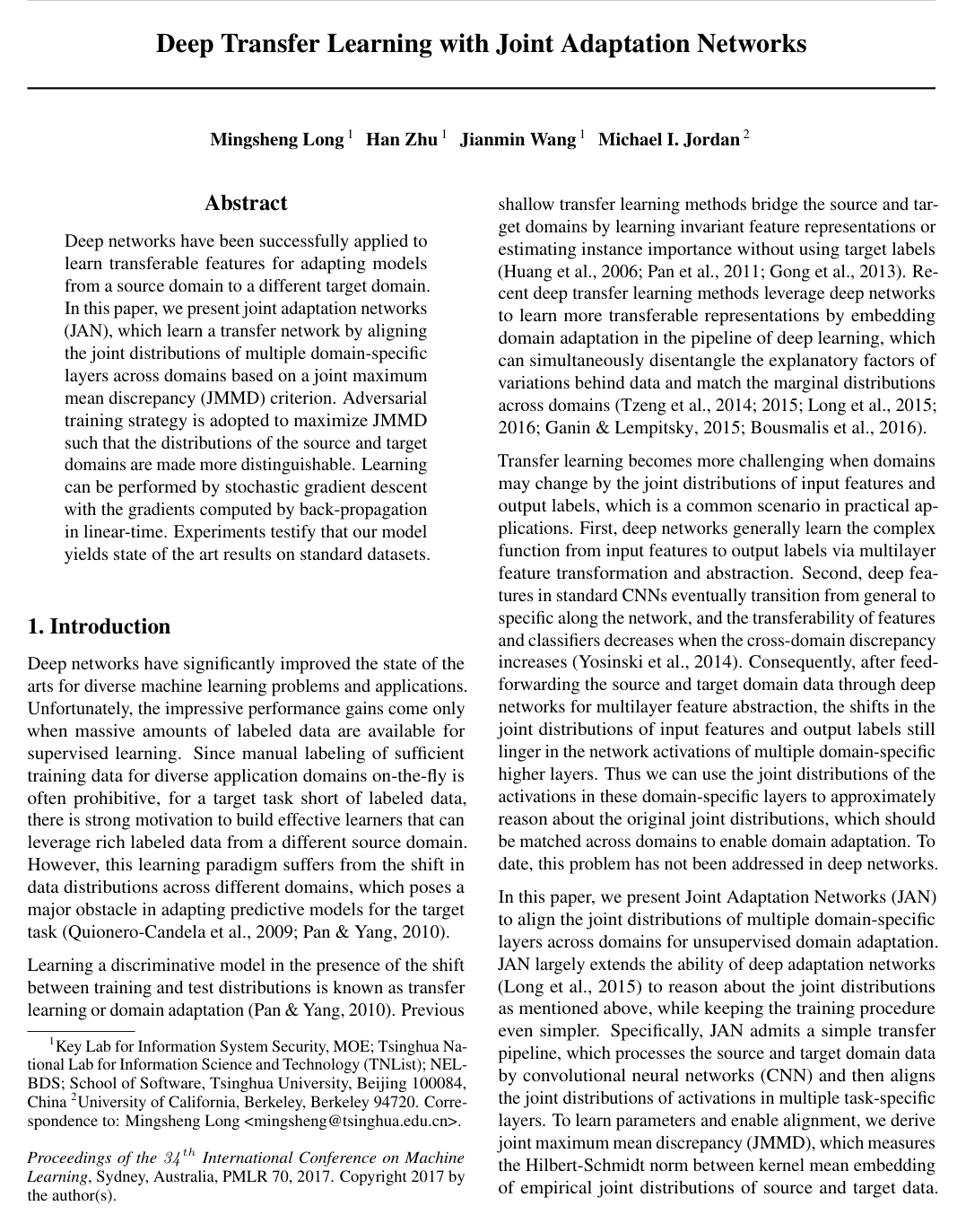 Cover for Deep Transfer Learning with Joint Adaptation Networks