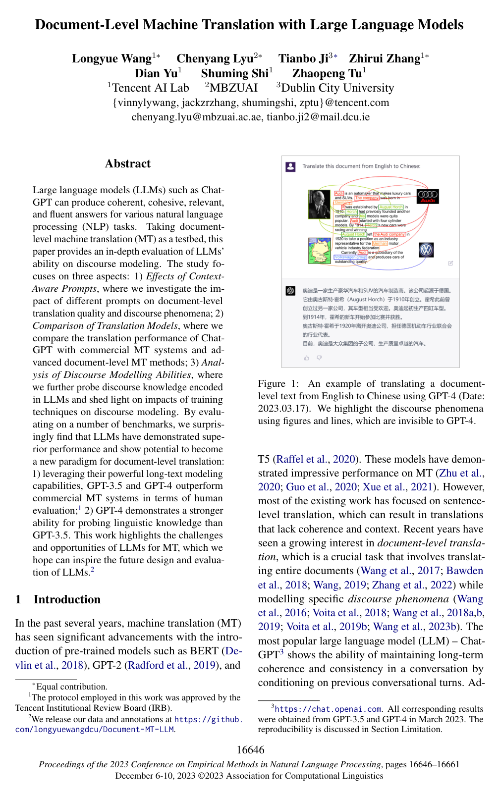 Document-Level Machine Translation with Large Language Models