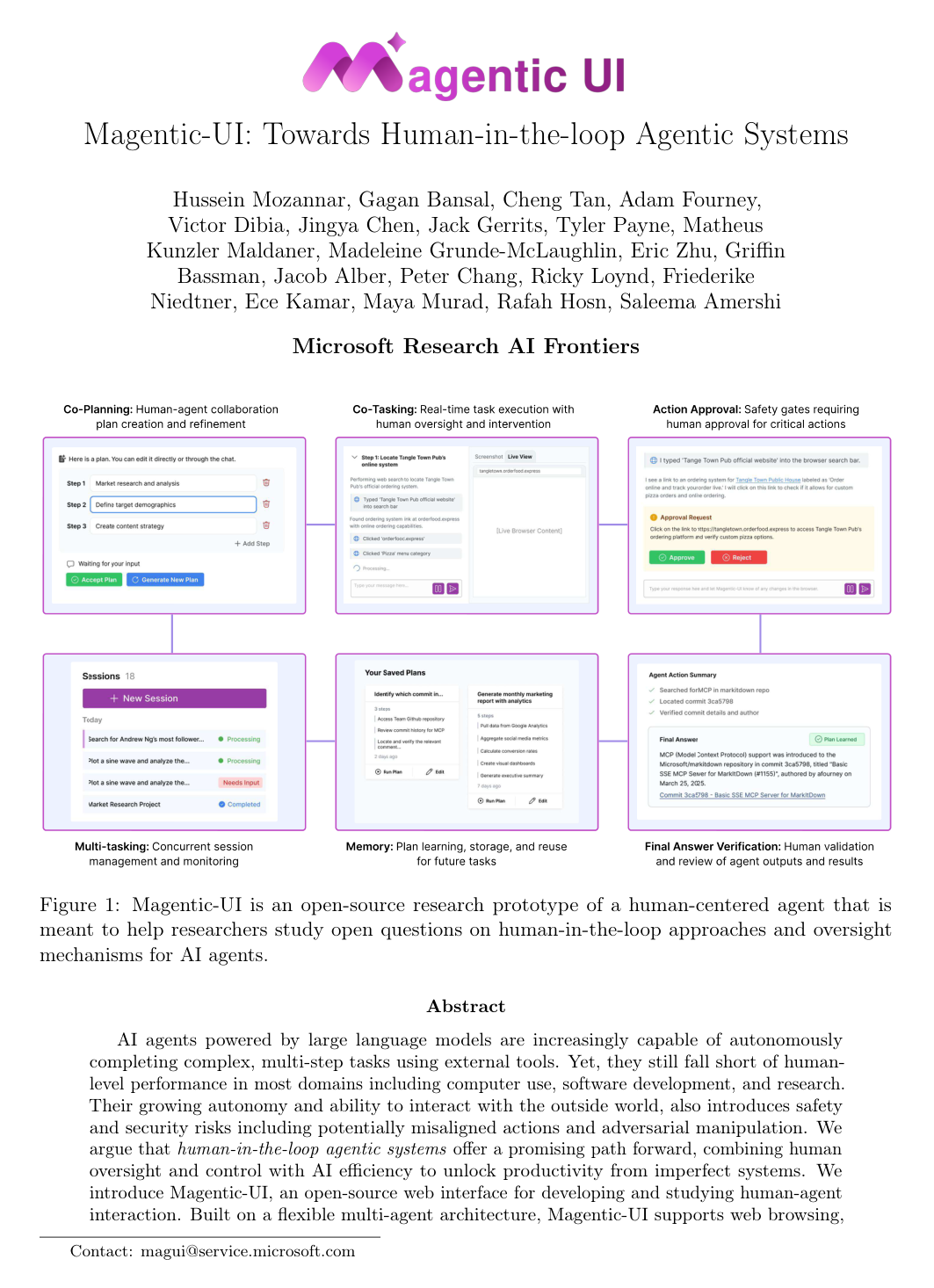 Cover for Magentic-UI: Towards Human-in-the-loop Agentic Systems