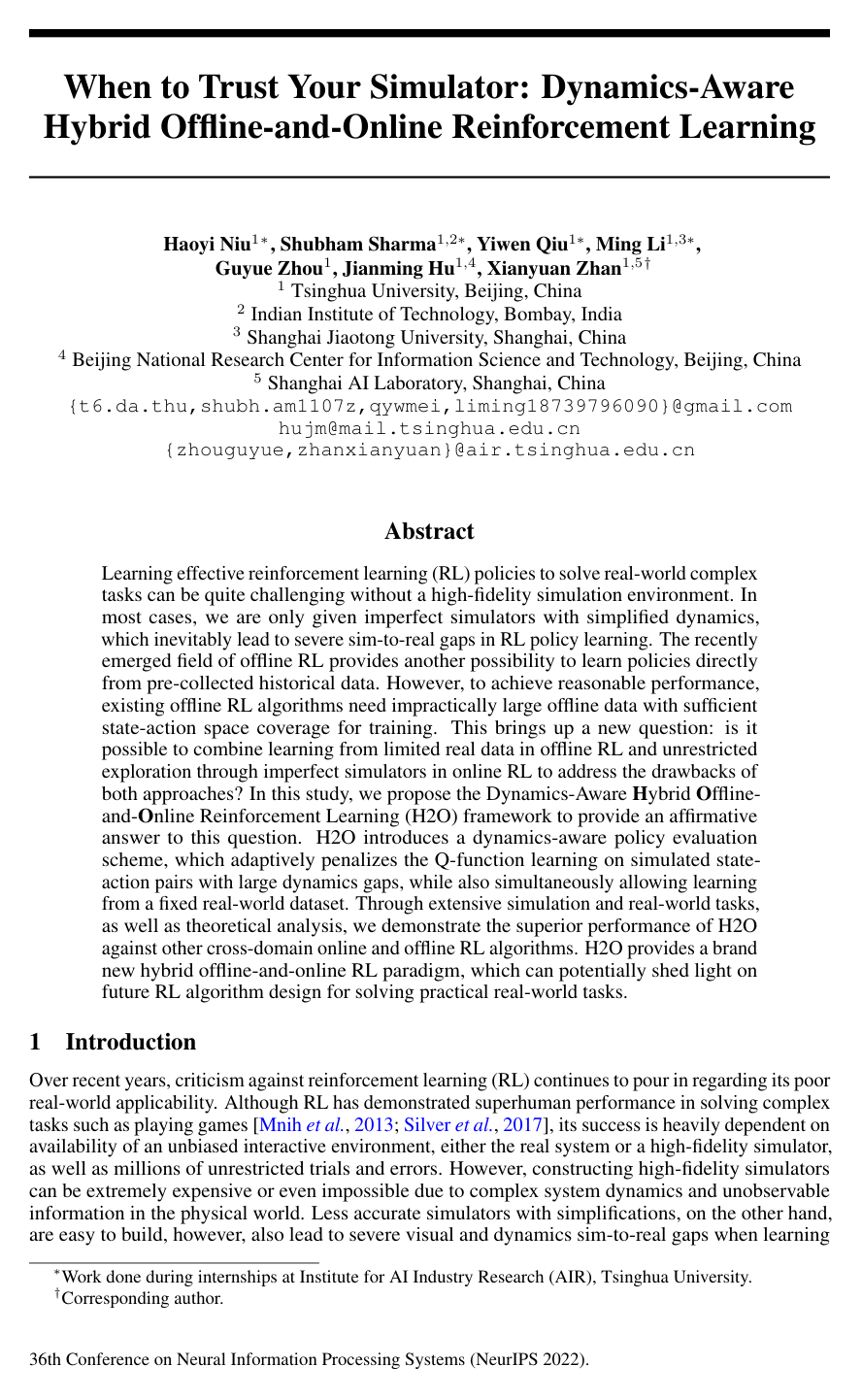 When to Trust Your Simulator: Dynamics-Aware Hybrid Offline-and-Online Reinforcement Learning