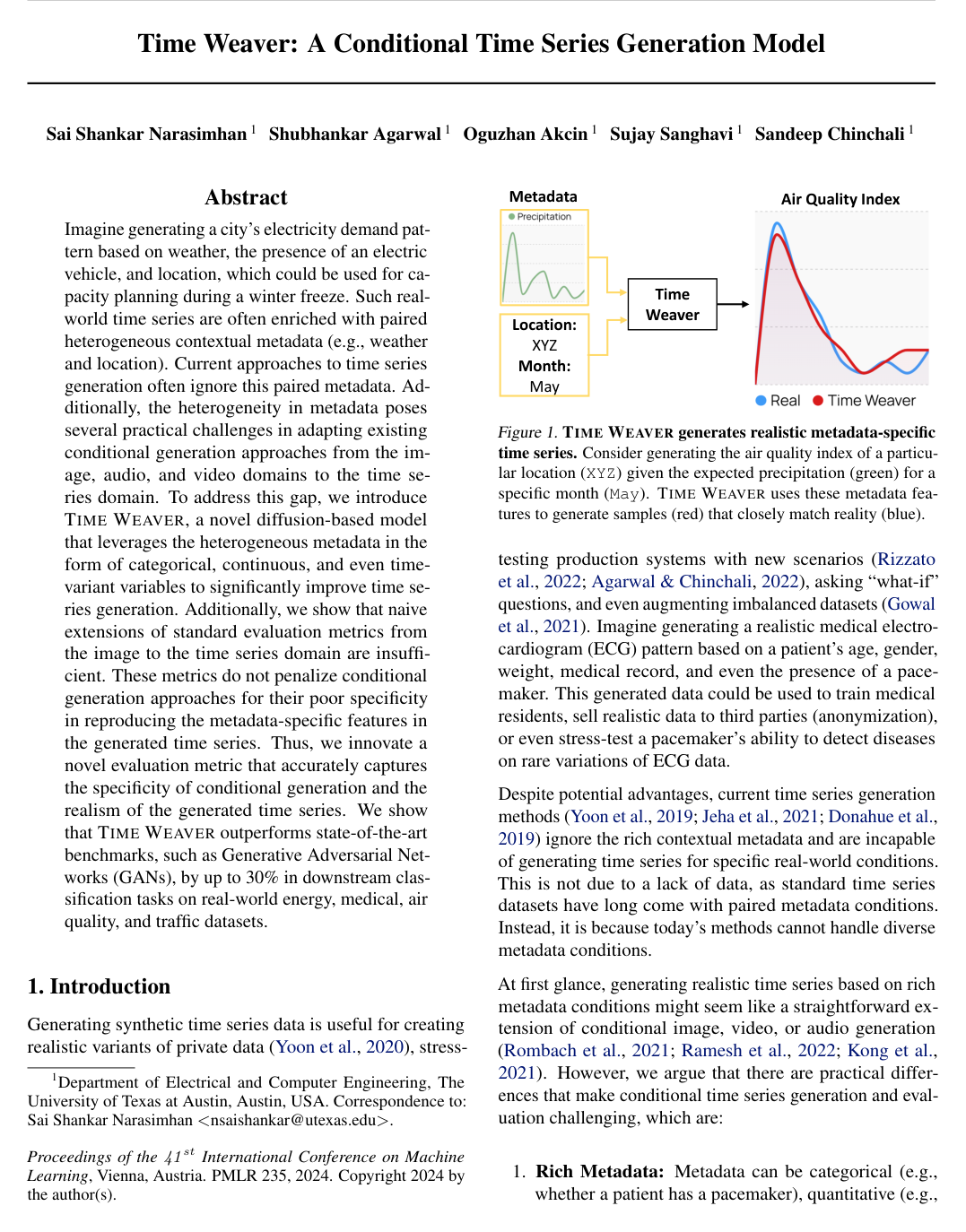 Time Weaver: A Conditional Time Series Generation Model