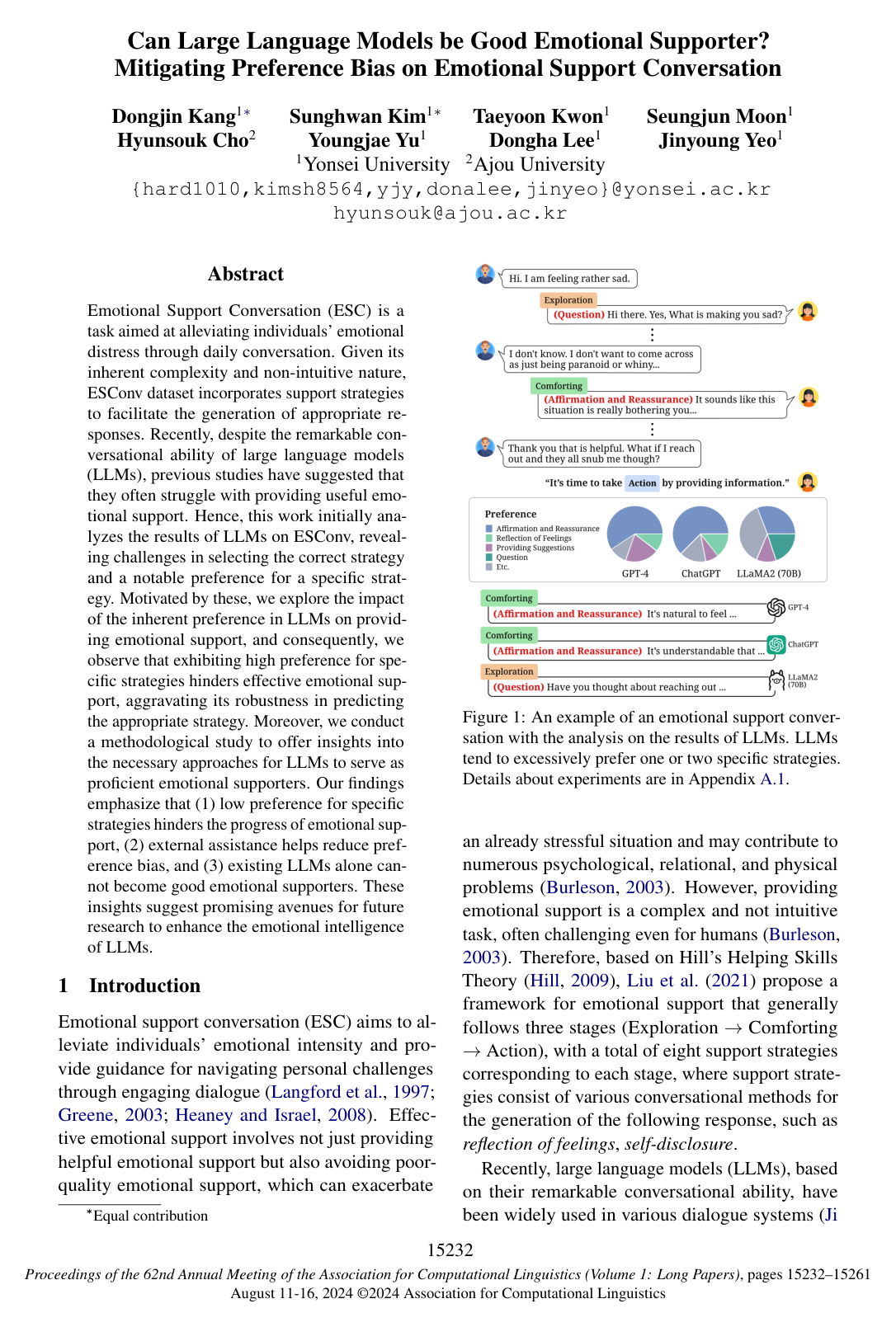 Cover for Can Large Language Models be Good Emotional Supporter? Mitigating Preference Bias on Emotional Support Conversation