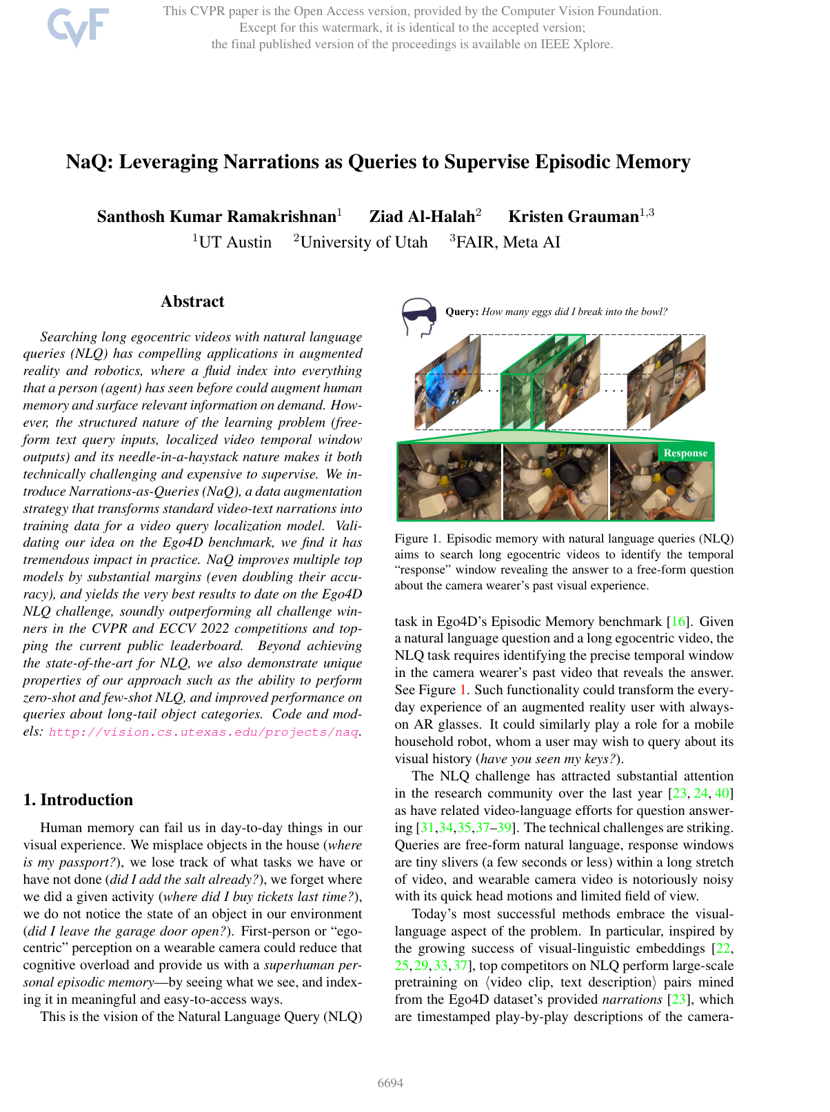 NaQ: Leveraging Narrations as Queries to Supervise Episodic Memory