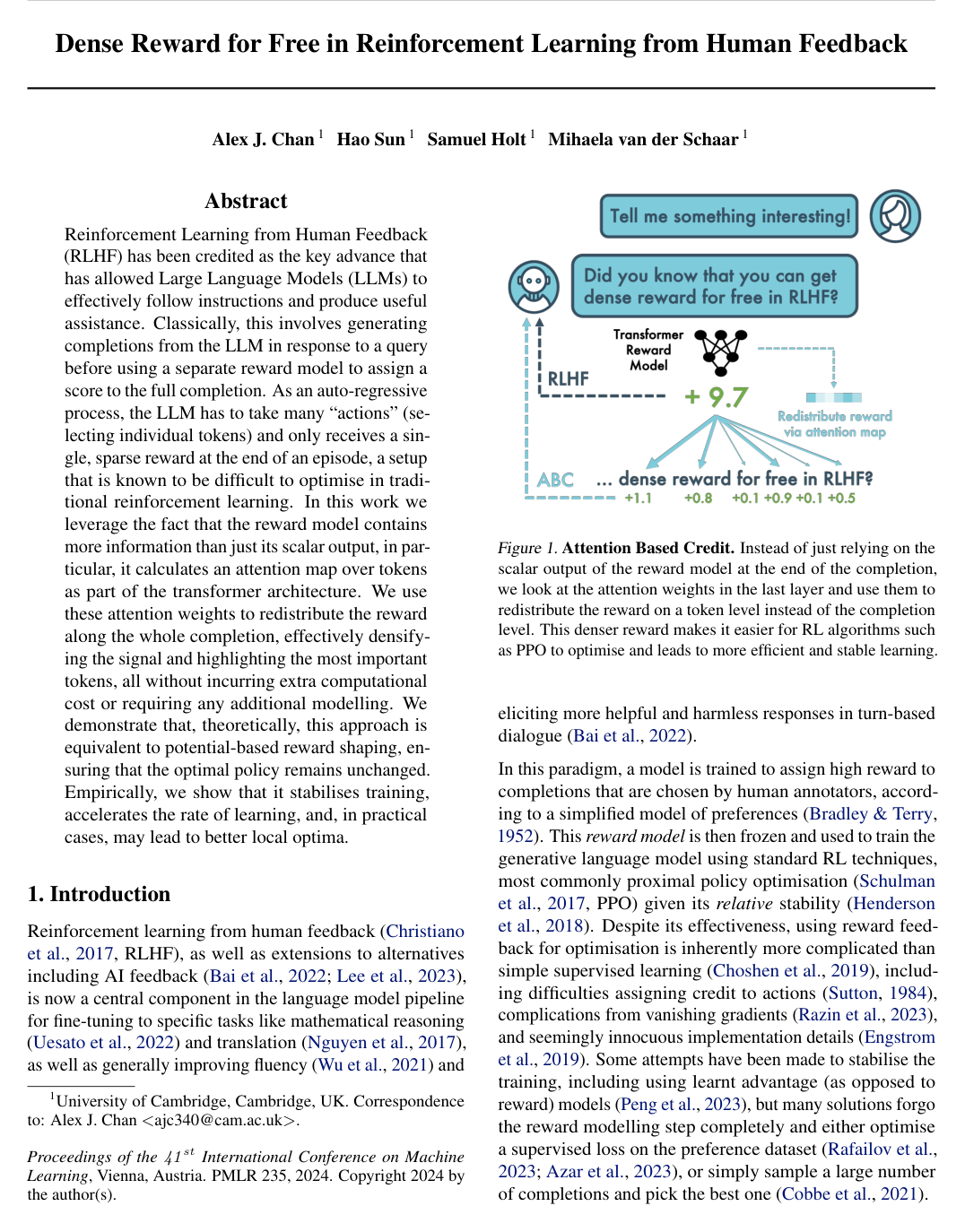 Dense Reward for Free in Reinforcement Learning from Human Feedback