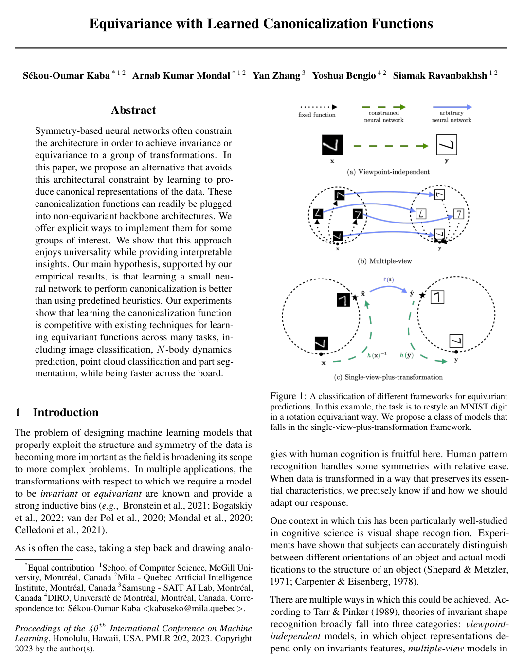 Equivariance with Learned Canonicalization Functions