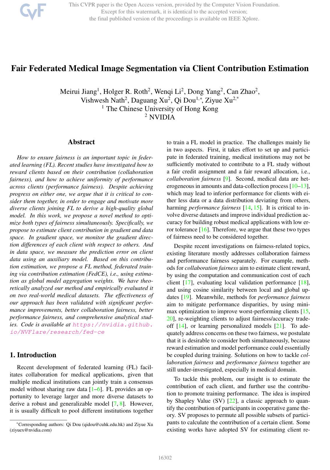 Cover for Fair Federated Medical Image Segmentation via Client Contribution Estimation