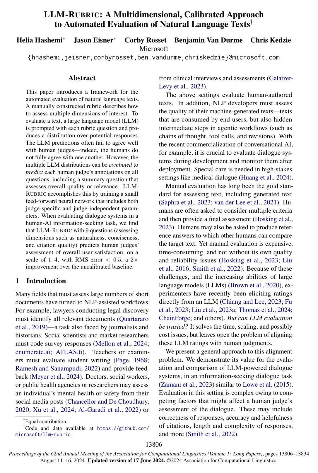 LLM-Rubric: A Multidimensional, Calibrated Approach to Automated Evaluation of Natural Language Texts