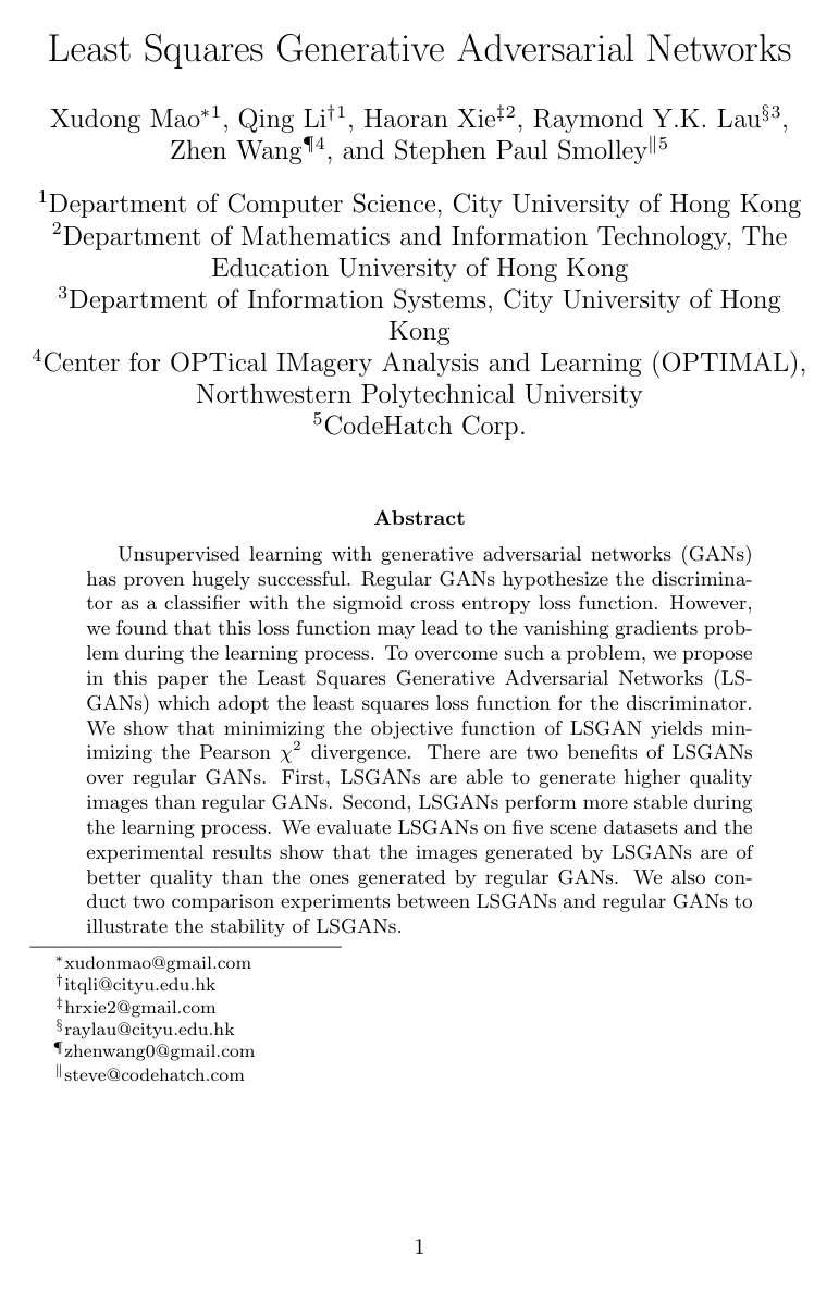 Least Squares Generative Adversarial Networks