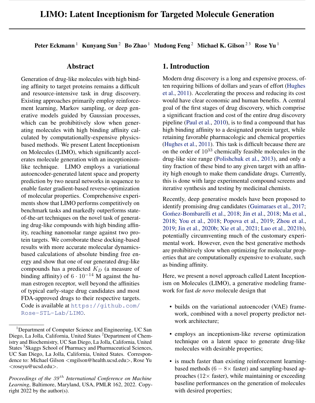 LIMO: Latent Inceptionism for Targeted Molecule Generation