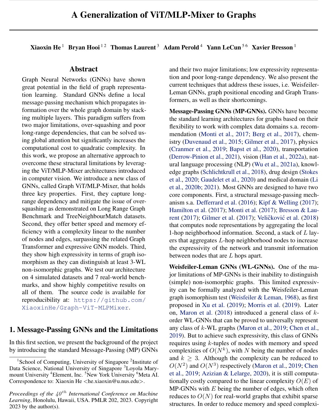 Cover for A Generalization of ViT/MLP-Mixer to Graphs