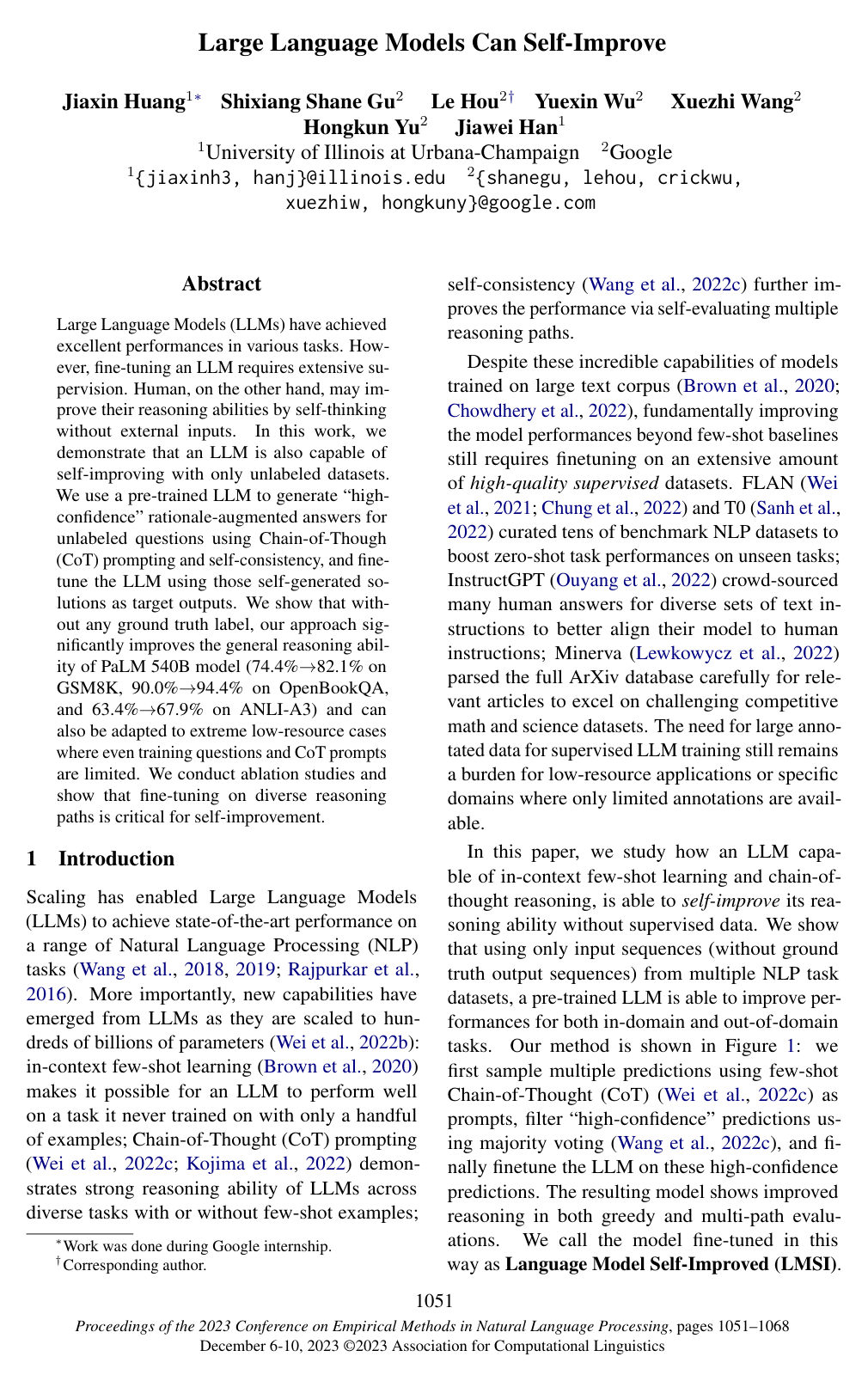 Cover for Large Language Models Can Self-Improve