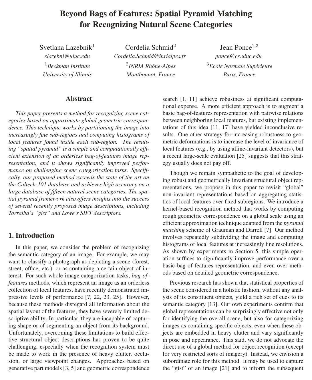 Beyond Bags of Features: Spatial Pyramid Matching for Recognizing Natural Scene Categories