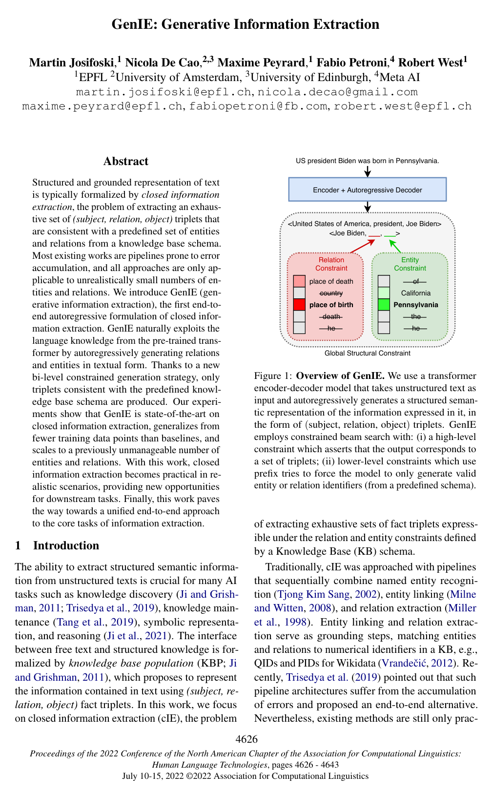 Cover for GenIE: Generative Information Extraction