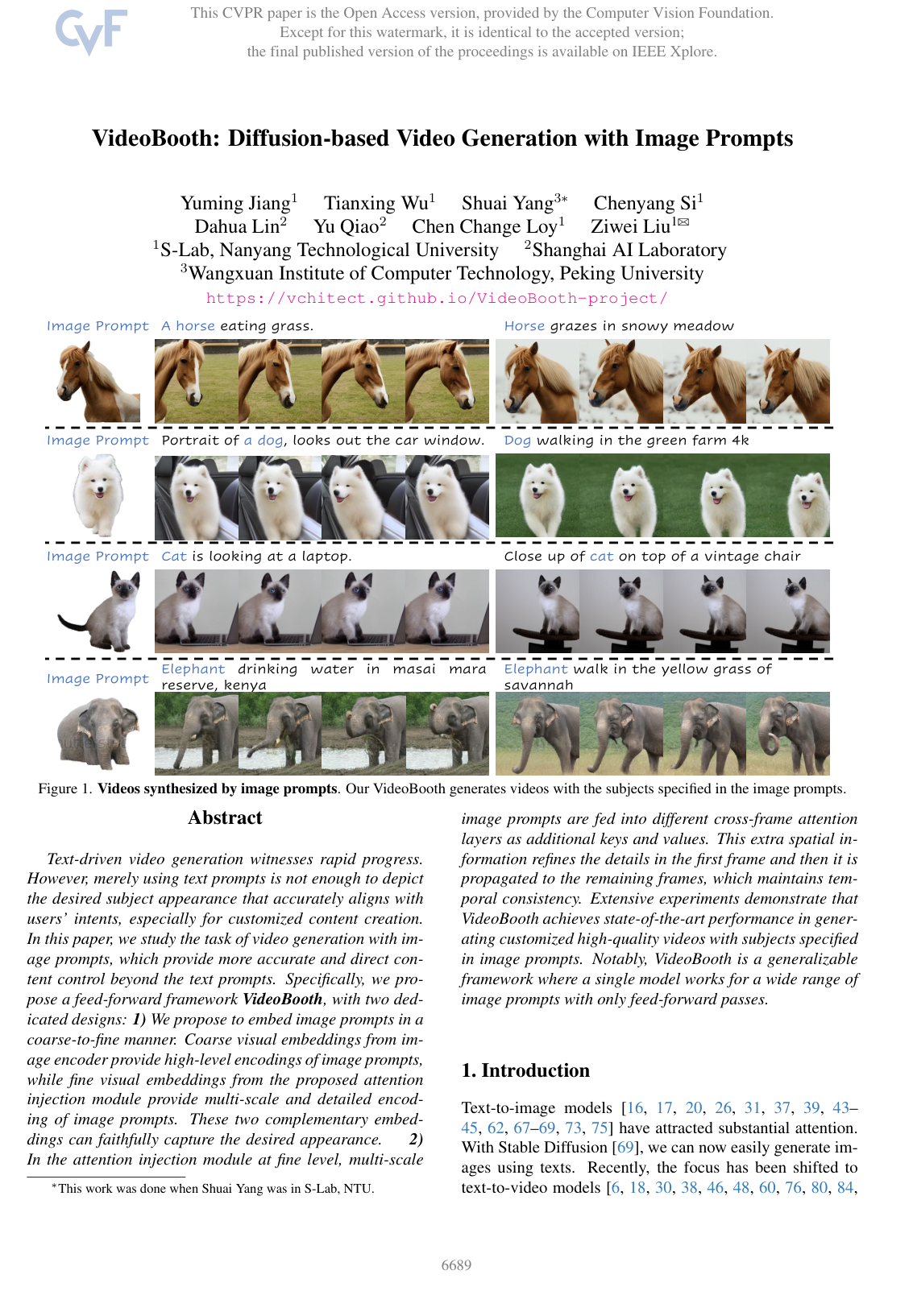 Cover for VideoBooth: Diffusion-based Video Generation with Image Prompts
