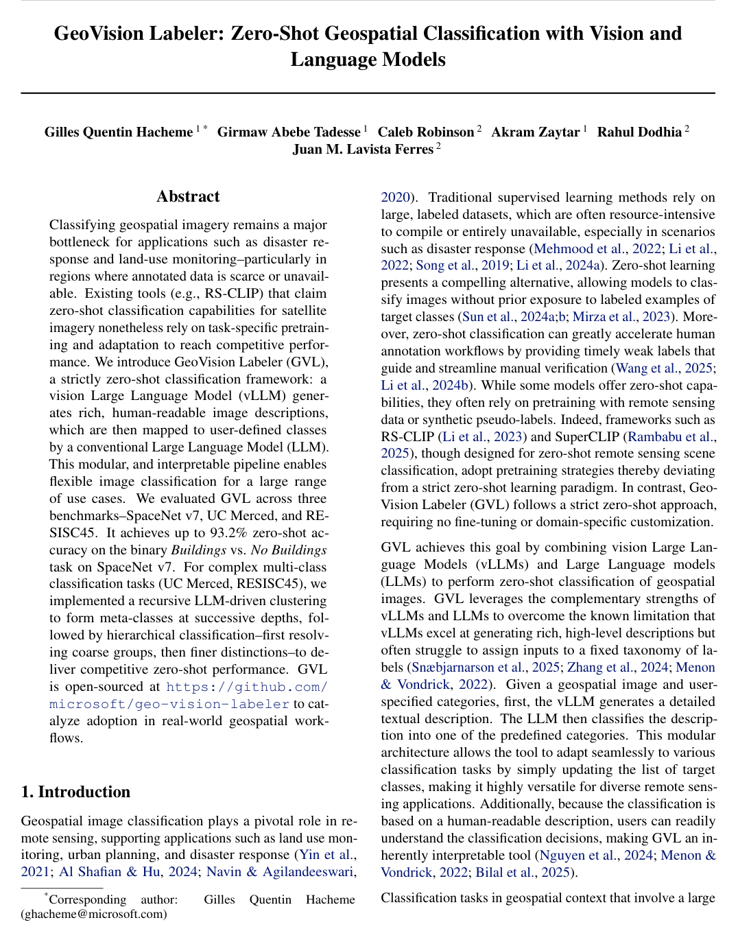 Cover for GeoVision Labeler: Zero-Shot Geospatial Classification with Vision and Language Models