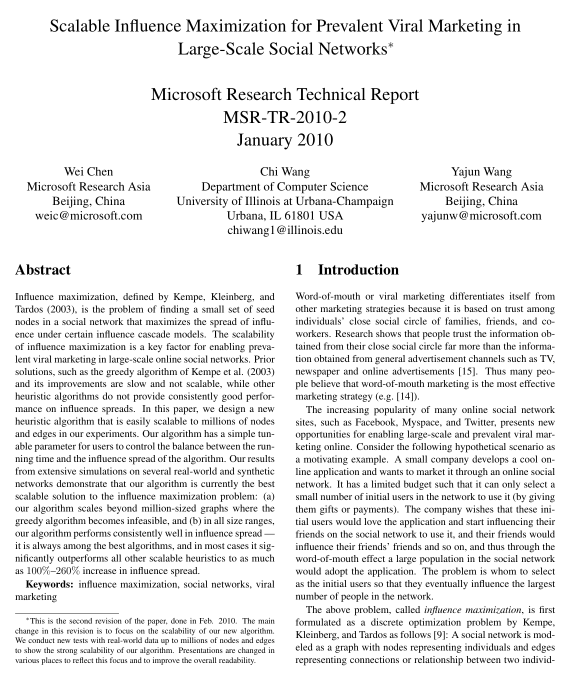 Cover for Scalable influence maximization for prevalent viral marketing in large-scale social networks