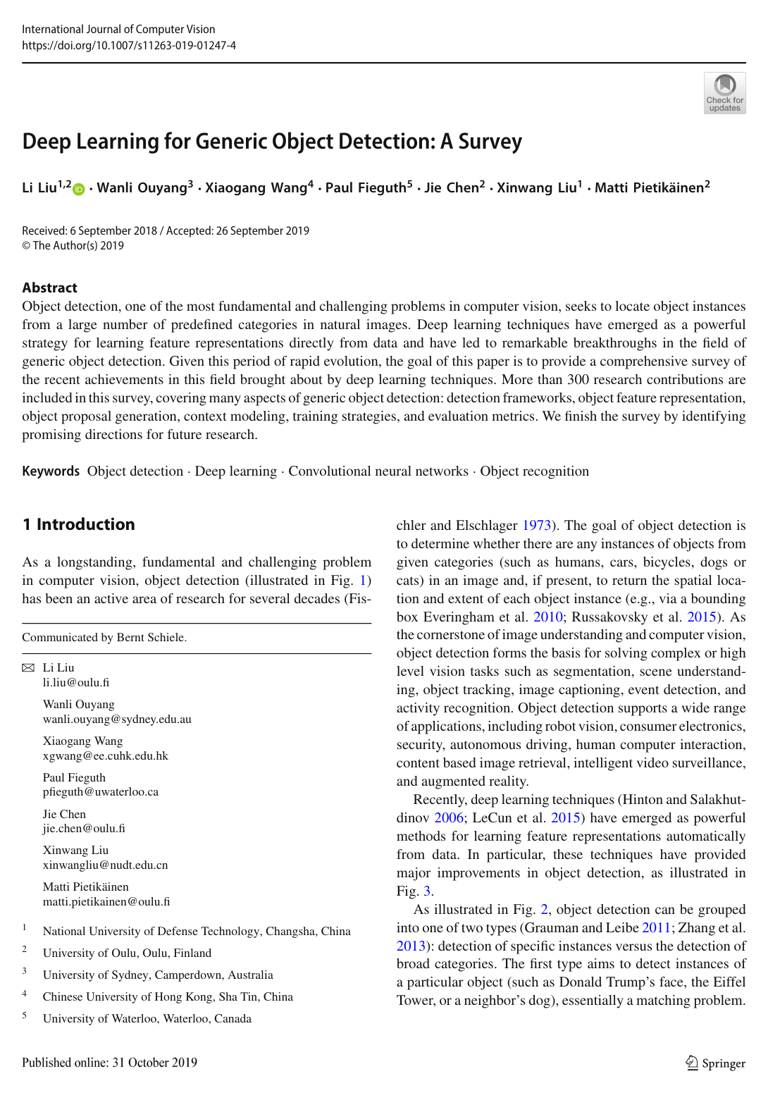 Deep Learning for Generic Object Detection: A Survey