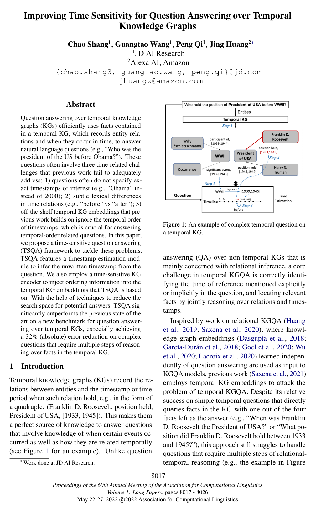 Cover for Improving Time Sensitivity for Question Answering over Temporal Knowledge Graphs