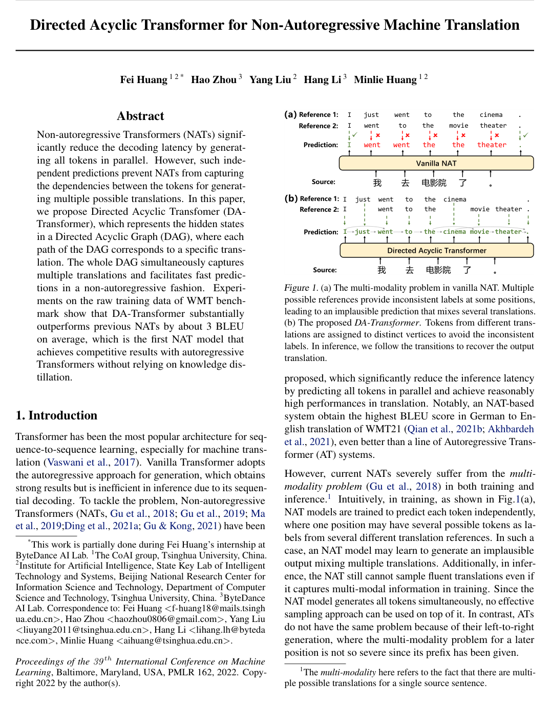 Directed Acyclic Transformer for Non-Autoregressive Machine Translation
