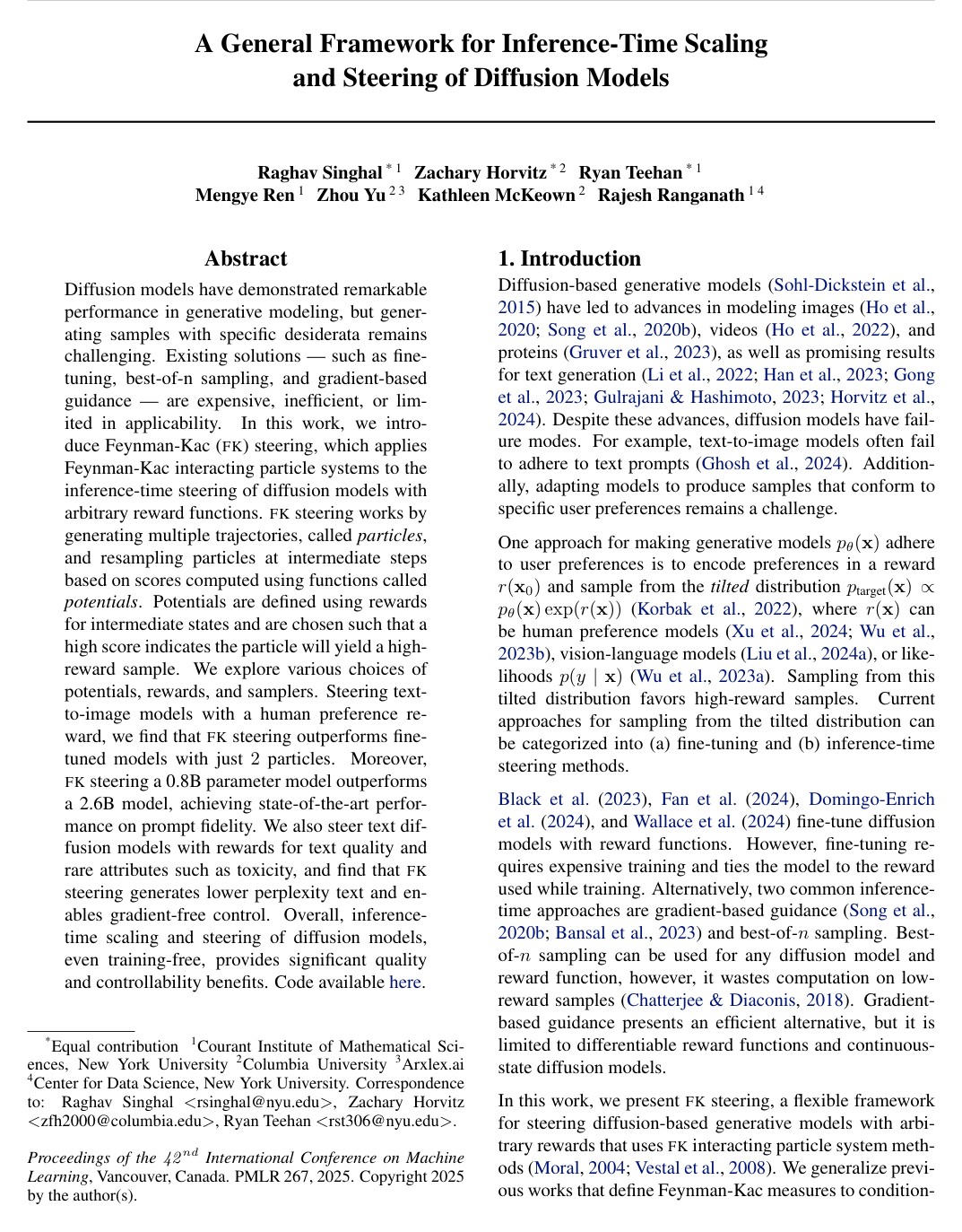 Cover for A General Framework for Inference-time Scaling and Steering of Diffusion Models