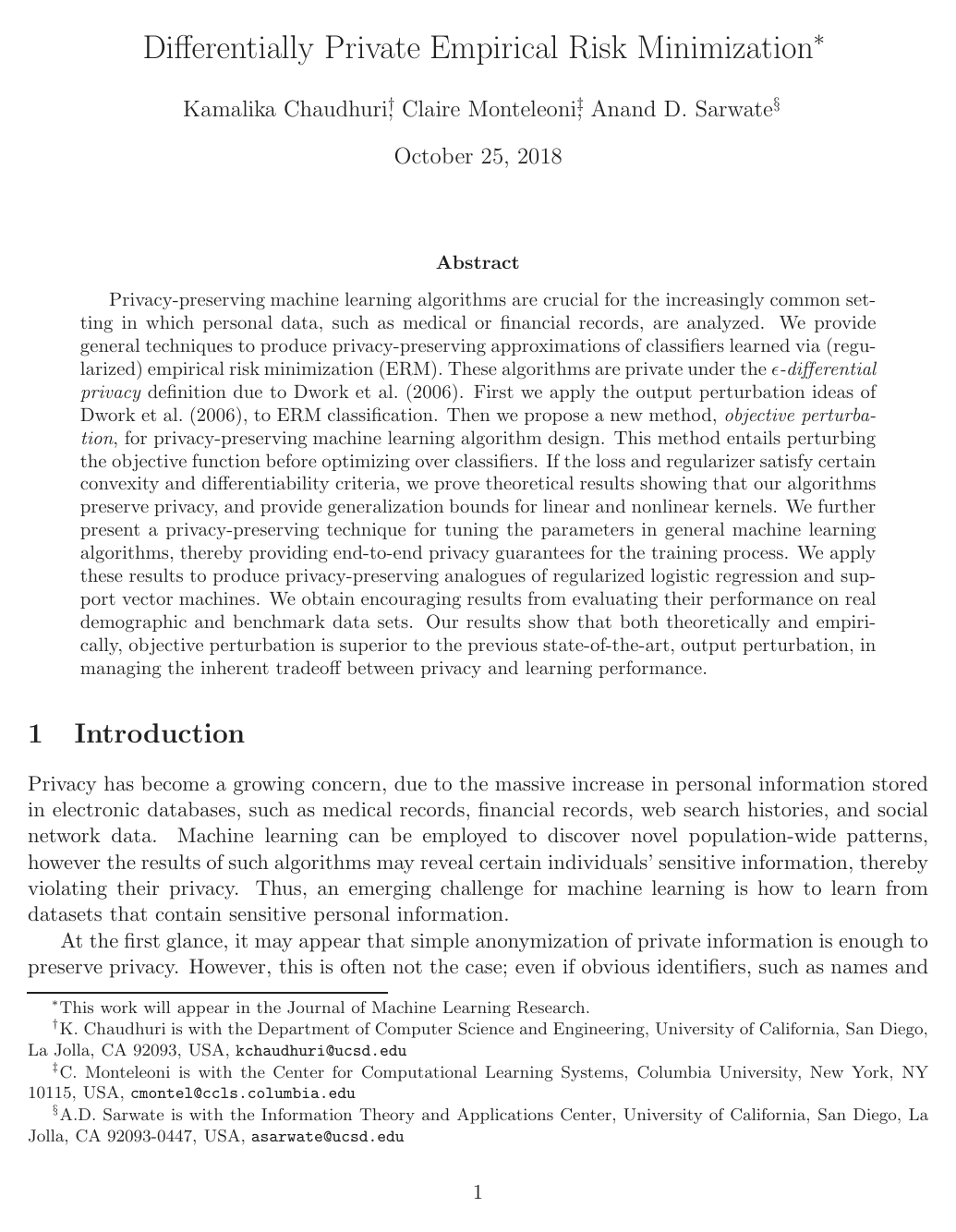 Differentially Private Empirical Risk Minimization