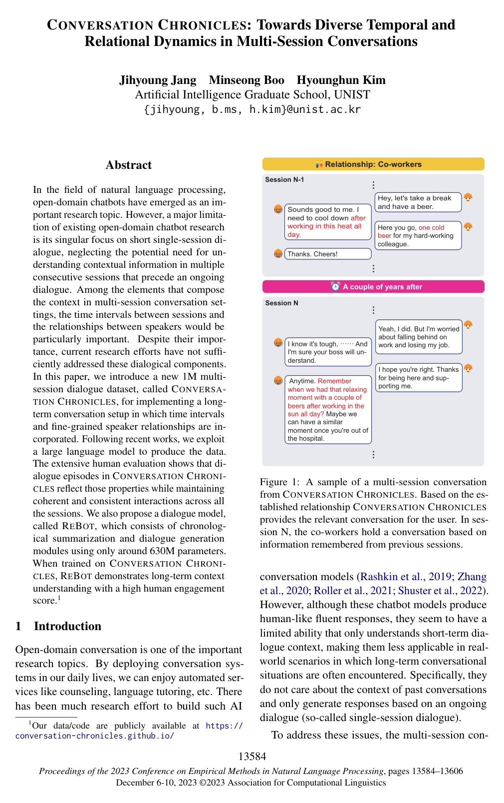 Conversation Chronicles: Towards Diverse Temporal and Relational Dynamics in Multi-Session Conversations
