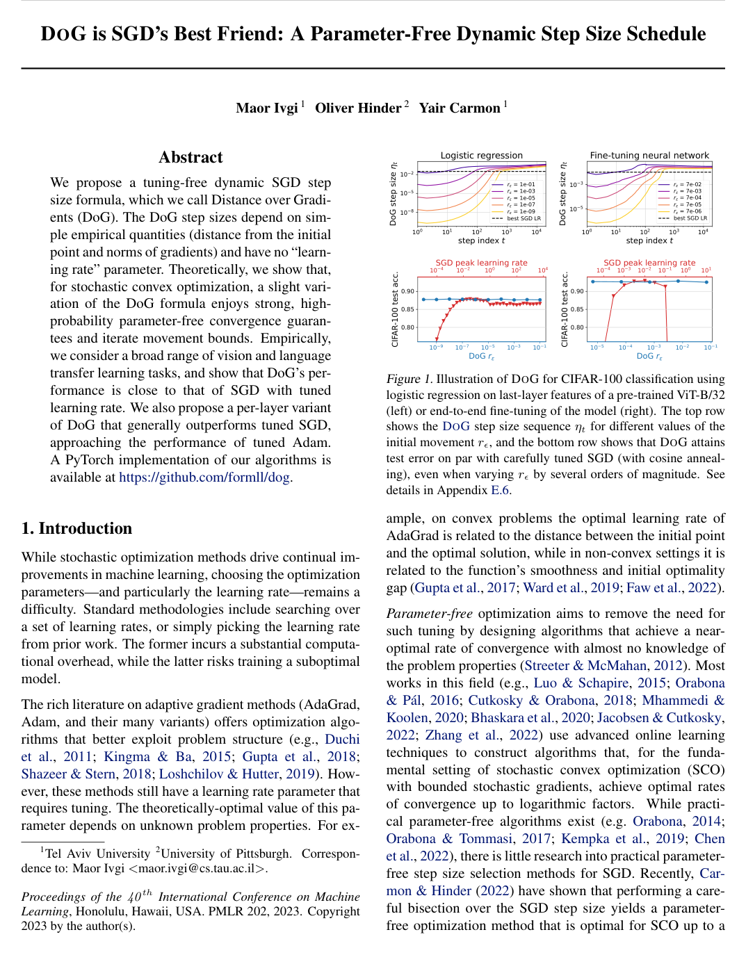 Cover for DoG is SGD's Best Friend: A Parameter-Free Dynamic Step Size Schedule