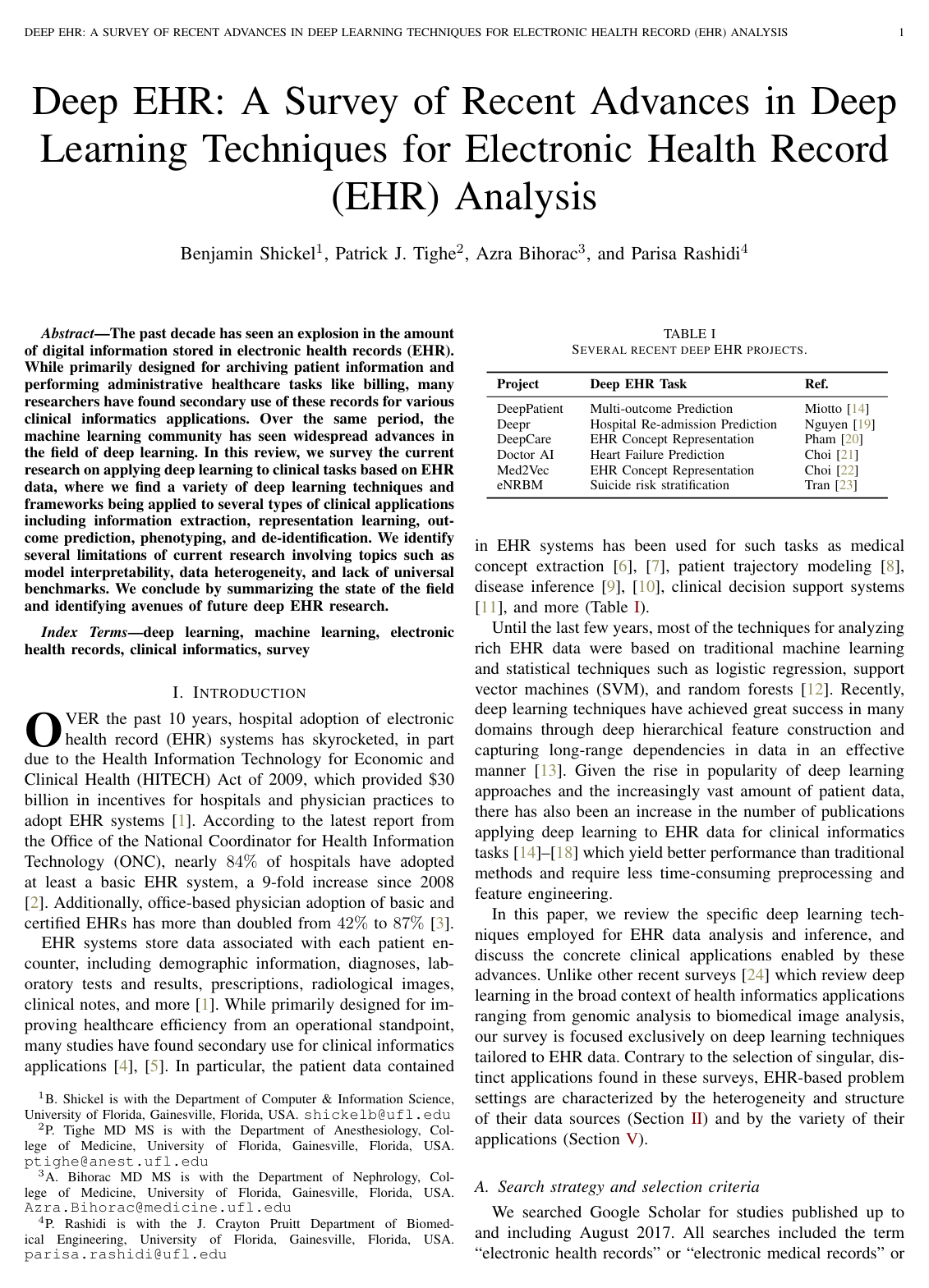 Cover for Deep EHR: A Survey of Recent Advances in Deep Learning Techniques for Electronic Health Record (EHR) Analysis
