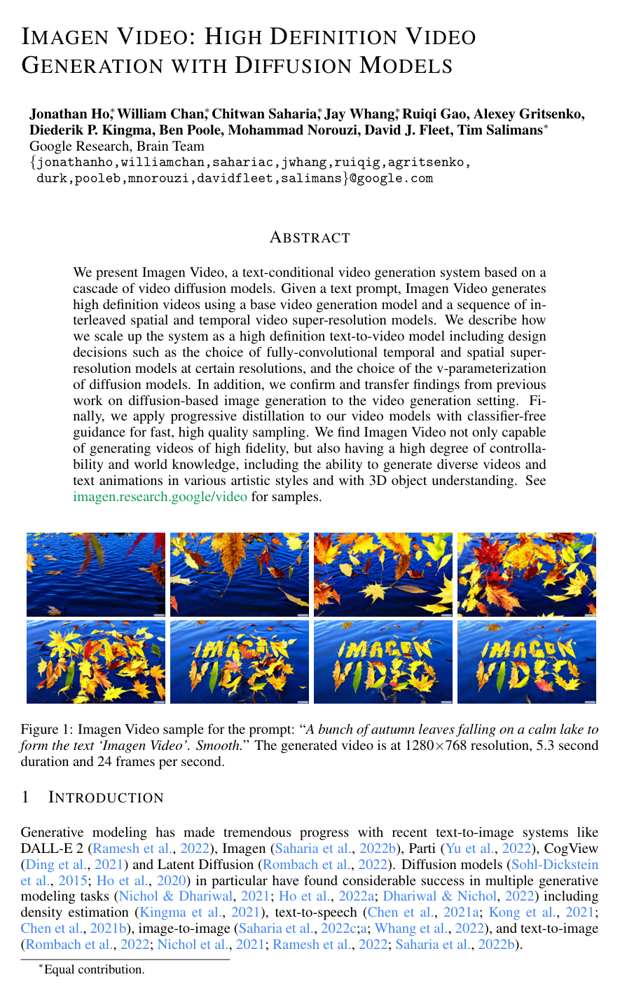 Imagen Video: High Definition Video Generation with Diffusion Models