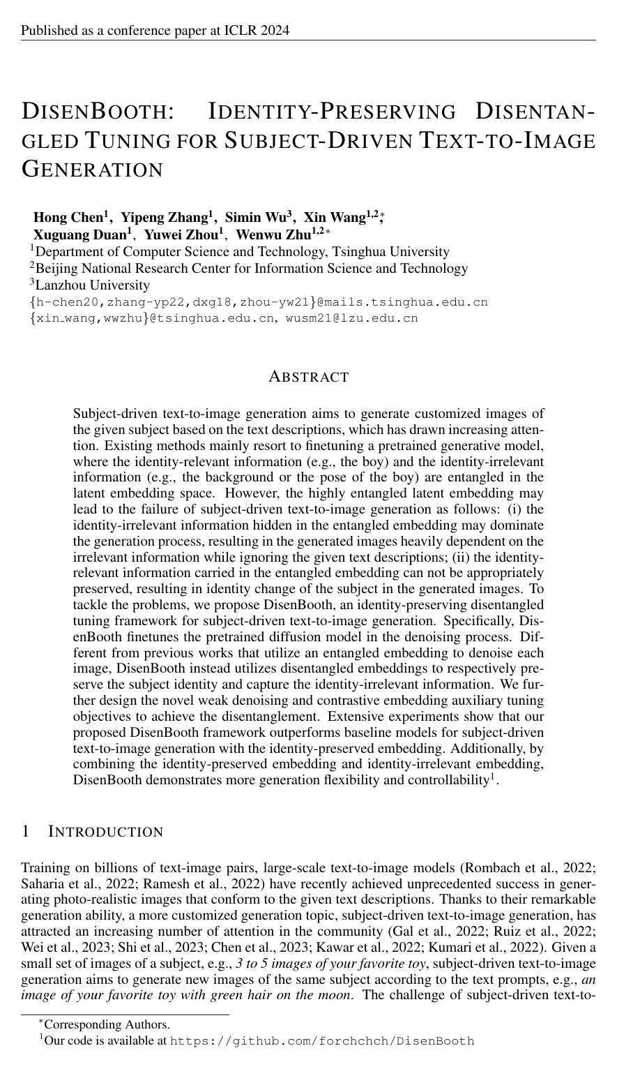Cover for DisenBooth: Identity-Preserving Disentangled Tuning for Subject-Driven Text-to-Image Generation