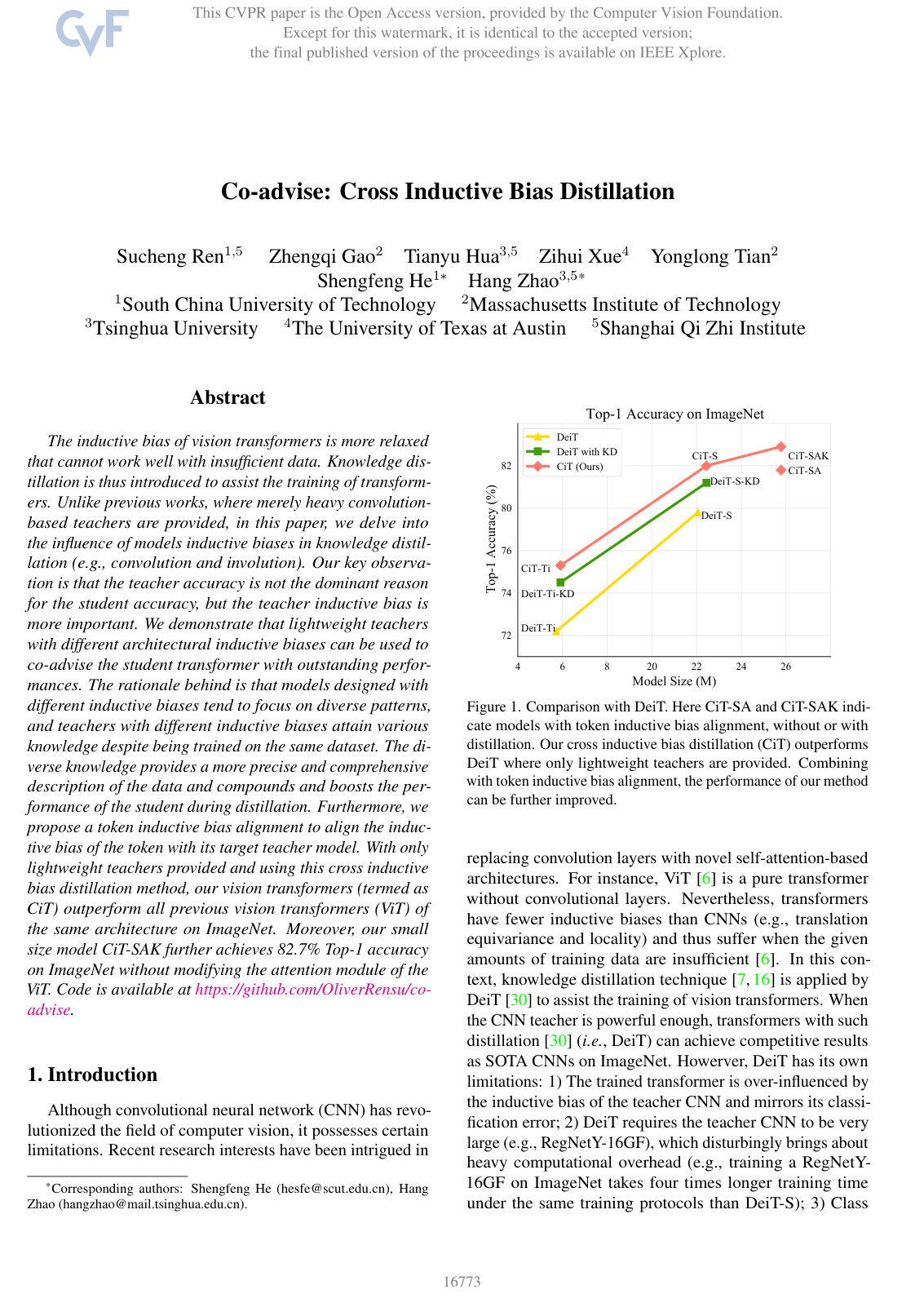 Co-advise: Cross Inductive Bias Distillation
