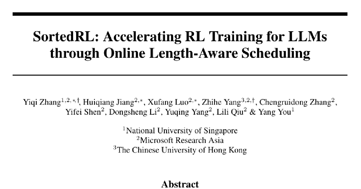 SortedRL: Accelerating RL Training for LLMs through Online Length-Aware Scheduling cover