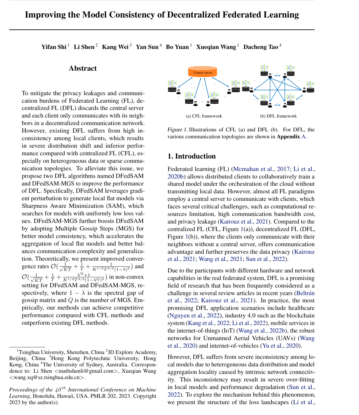 Improving the Model Consistency of Decentralized Federated Learning
