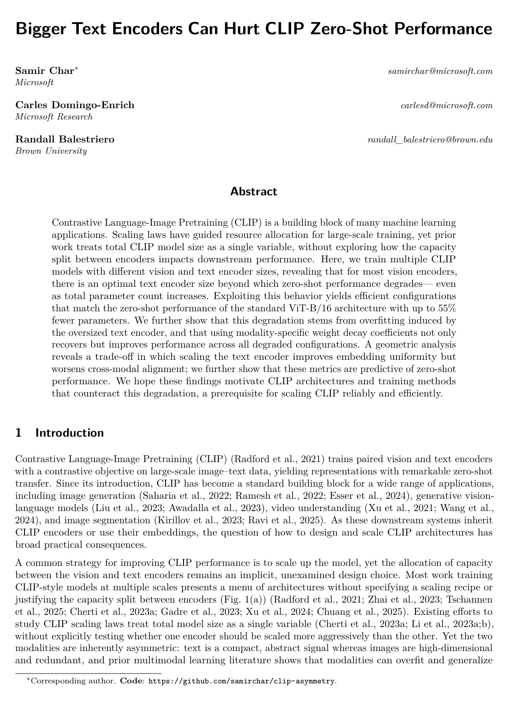 Bigger Text Encoders Can Hurt CLIP Zero-Shot Performance