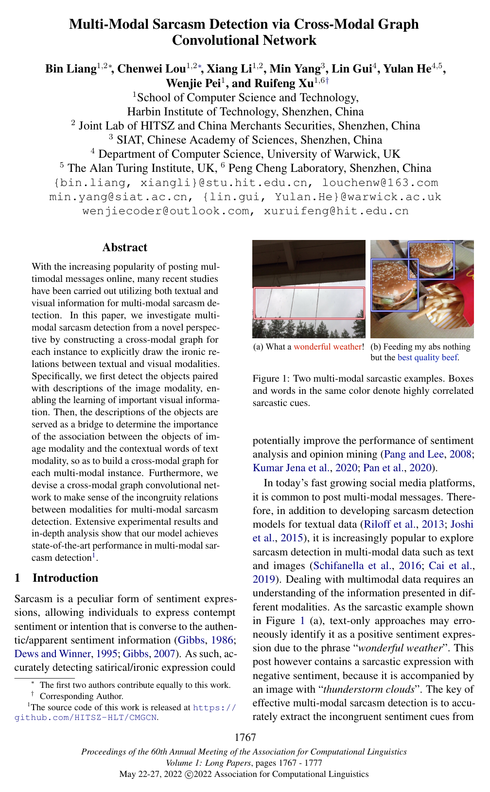 Cover for Multi-Modal Sarcasm Detection via Cross-Modal Graph Convolutional Network