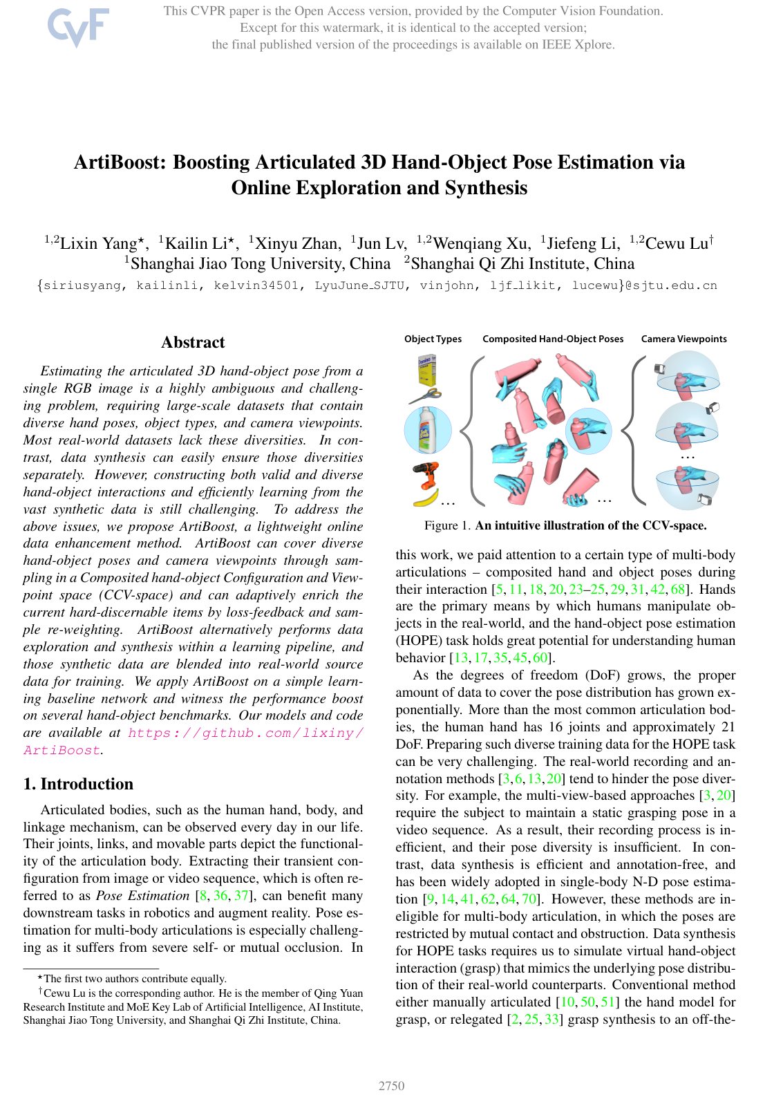 Cover for ArtiBoost: Boosting Articulated 3D Hand-Object Pose Estimation via Online Exploration and Synthesis