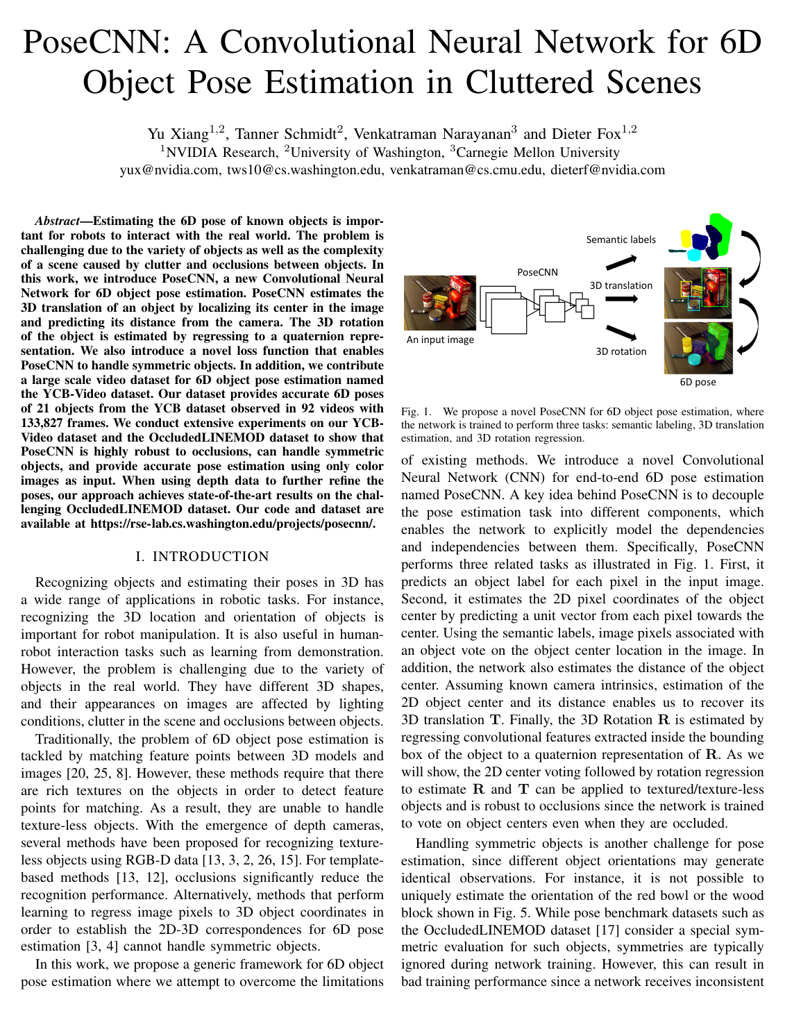 Cover for PoseCNN: A Convolutional Neural Network for 6D Object Pose Estimation in Cluttered Scenes