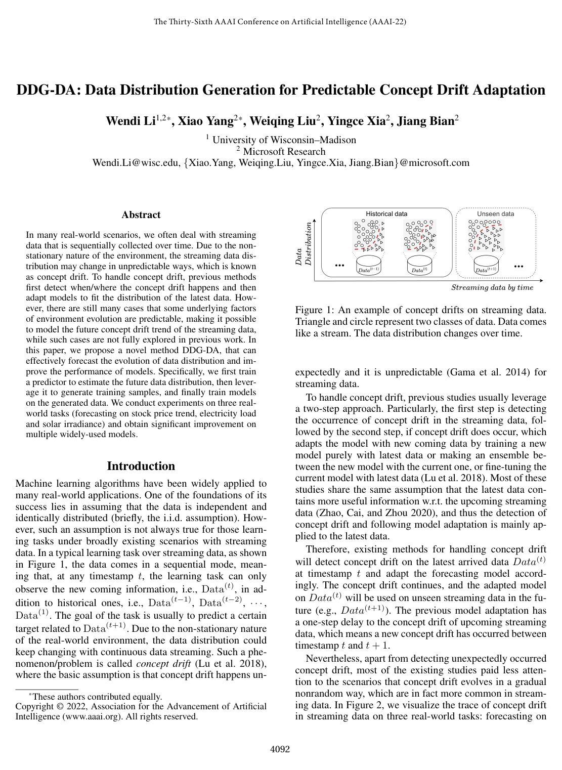 DDG-DA: Data Distribution Generation for Predictable Concept Drift Adaptation