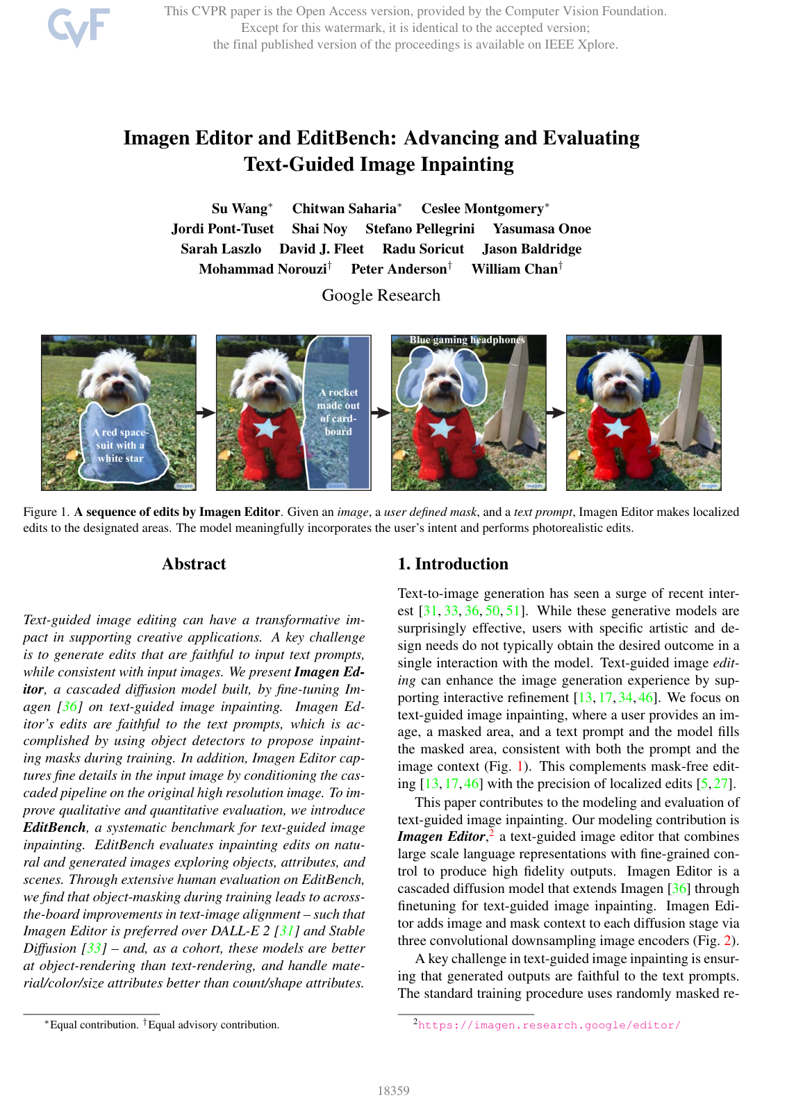 Imagen Editor and EditBench: Advancing and Evaluating Text-Guided Image Inpainting