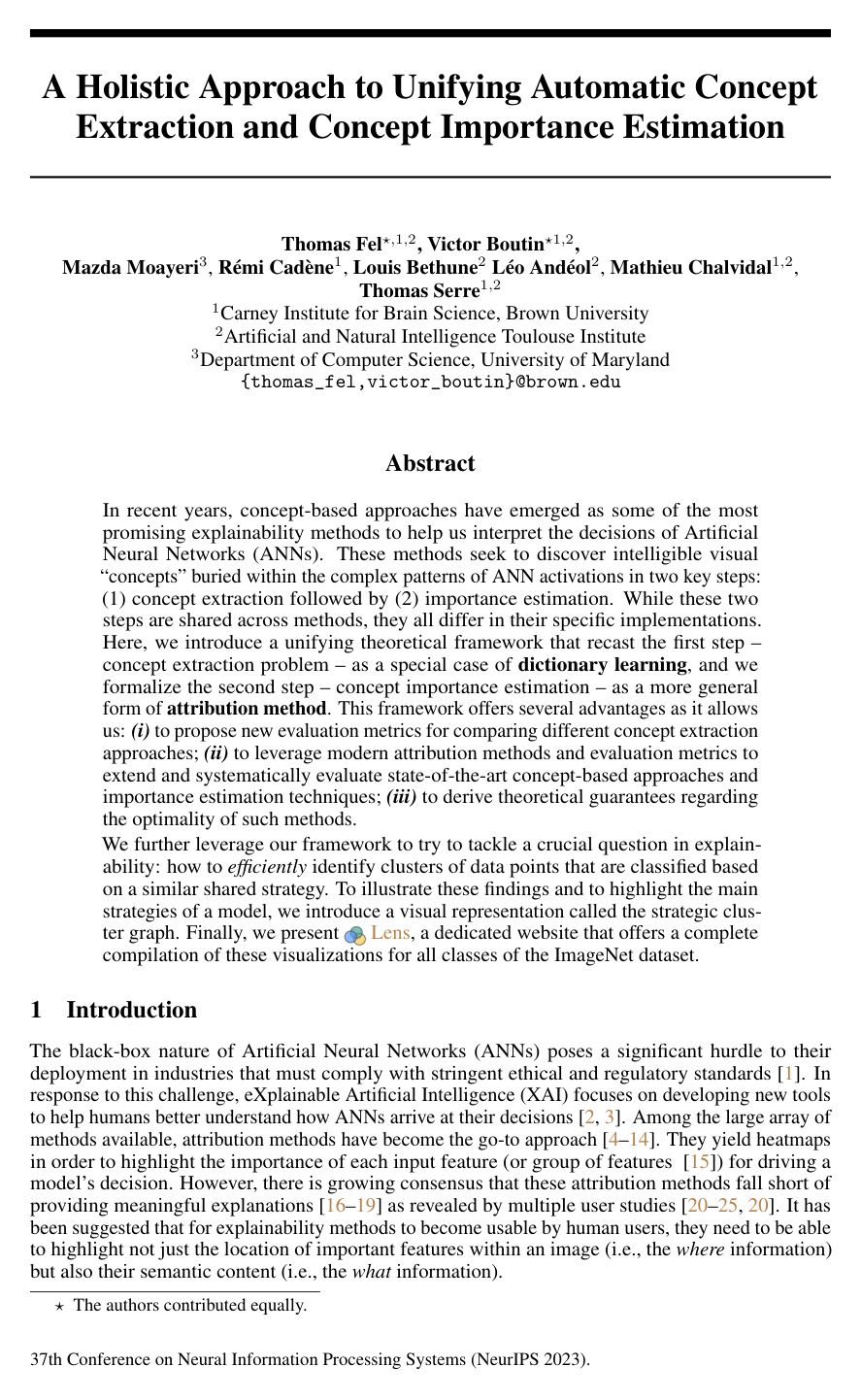 A Holistic Approach to Unifying Automatic Concept Extraction and Concept Importance Estimation