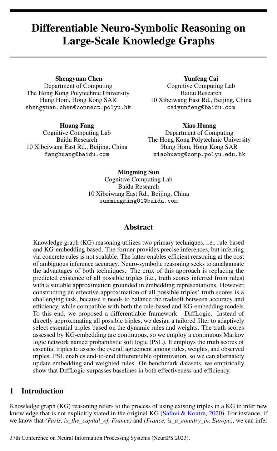 Differentiable Neuro-Symbolic Reasoning on Large-Scale Knowledge Graphs