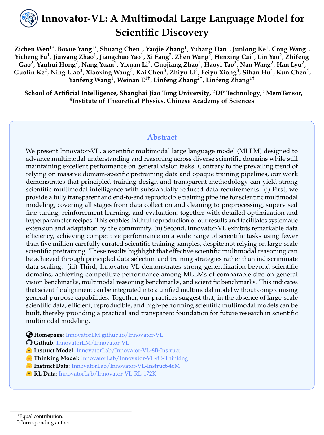 Innovator-VL: A Multimodal Large Language Model for Scientific Discovery