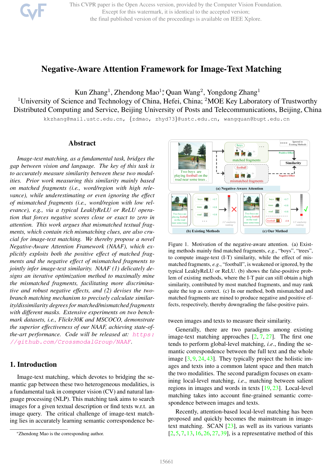 Negative-Aware Attention Framework for Image-Text Matching