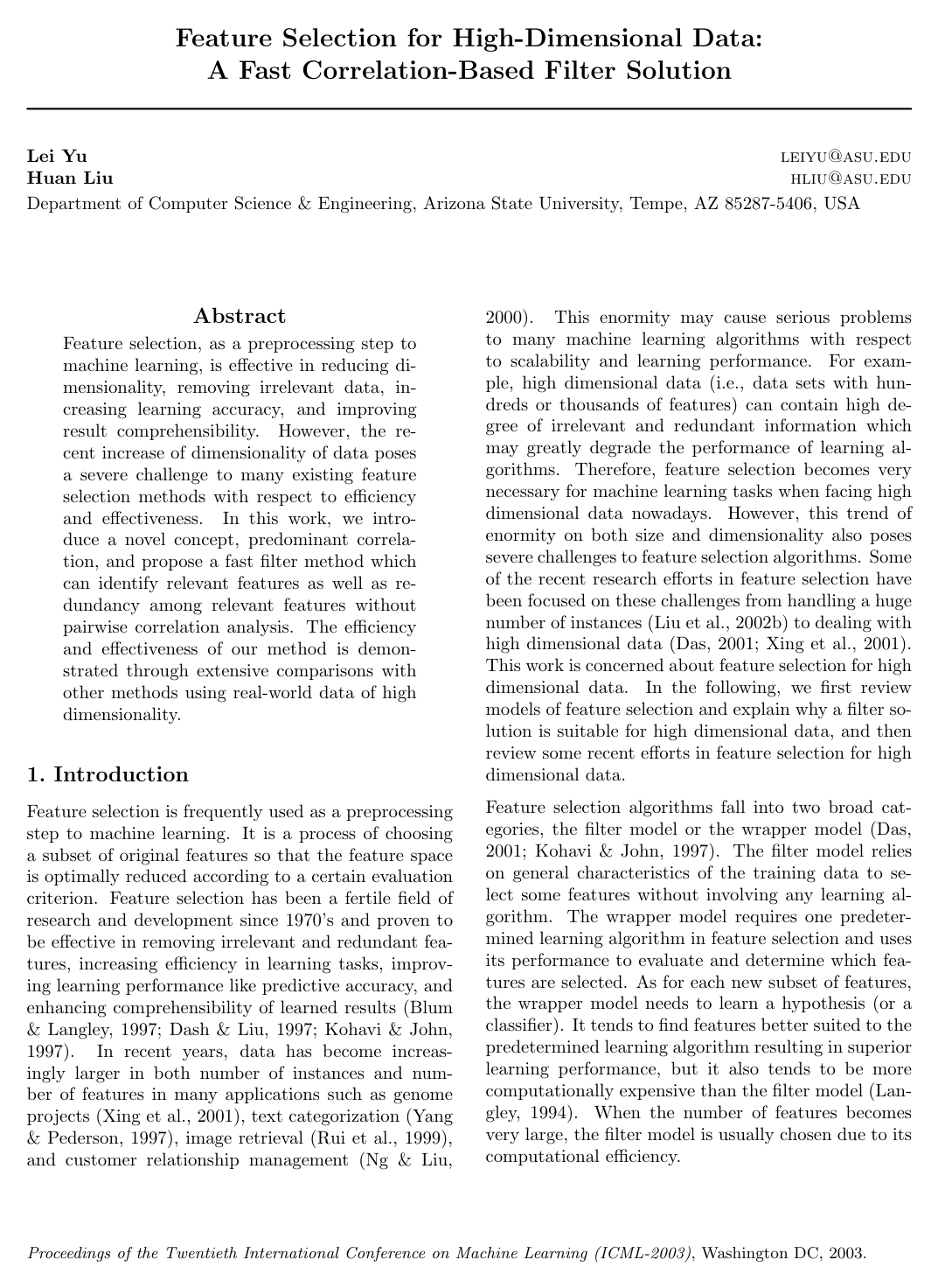 Cover for Feature Selection for High-Dimensional Data: A Fast Correlation-Based Filter Solution