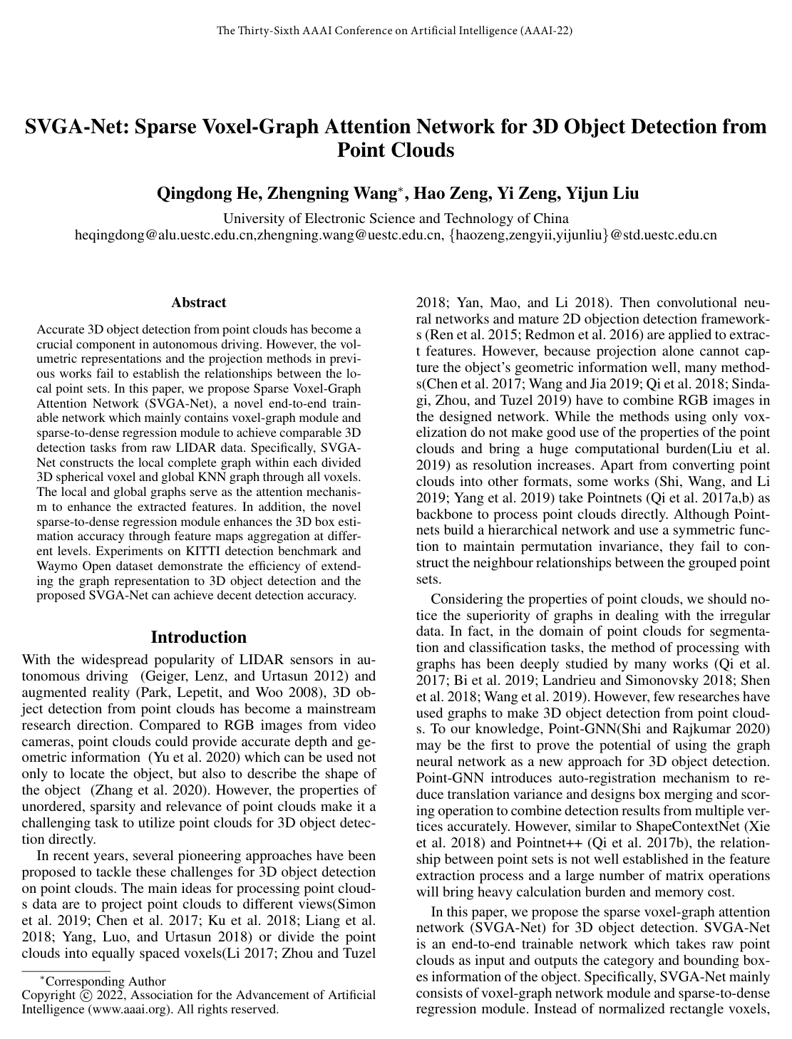 SVGA-Net: Sparse Voxel-Graph Attention Network for 3D Object Detection from Point Clouds