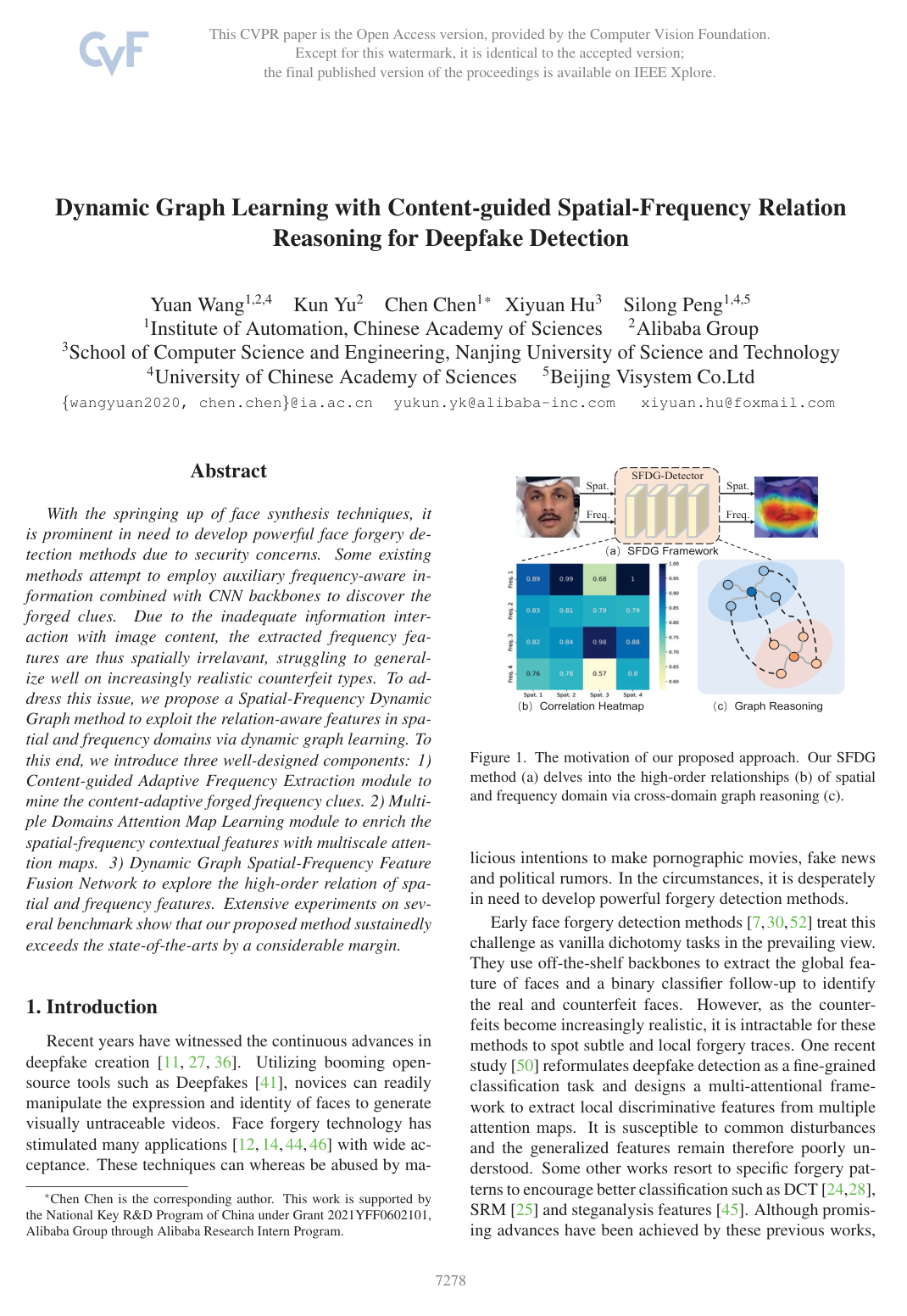 Cover for Dynamic Graph Learning with Content-guided Spatial-Frequency Relation Reasoning for Deepfake Detection