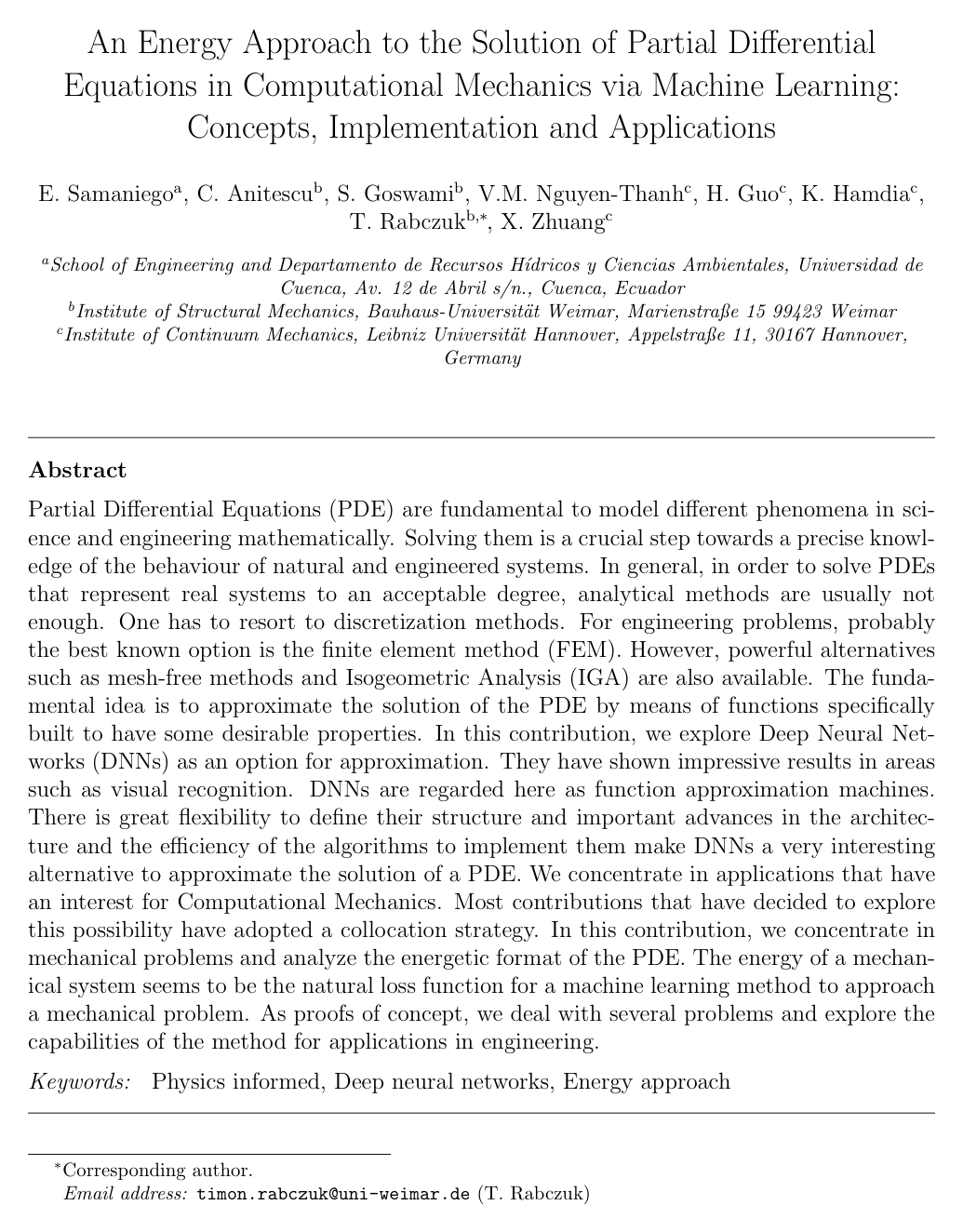 Cover for An Energy Approach to the Solution of Partial Differential Equations in Computational Mechanics via Machine Learning: Concepts, Implementation and Applications