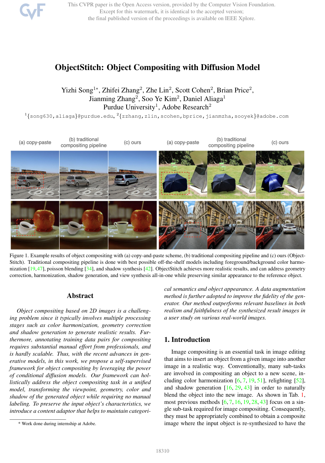 ObjectStitch: Object Compositing with Diffusion Model