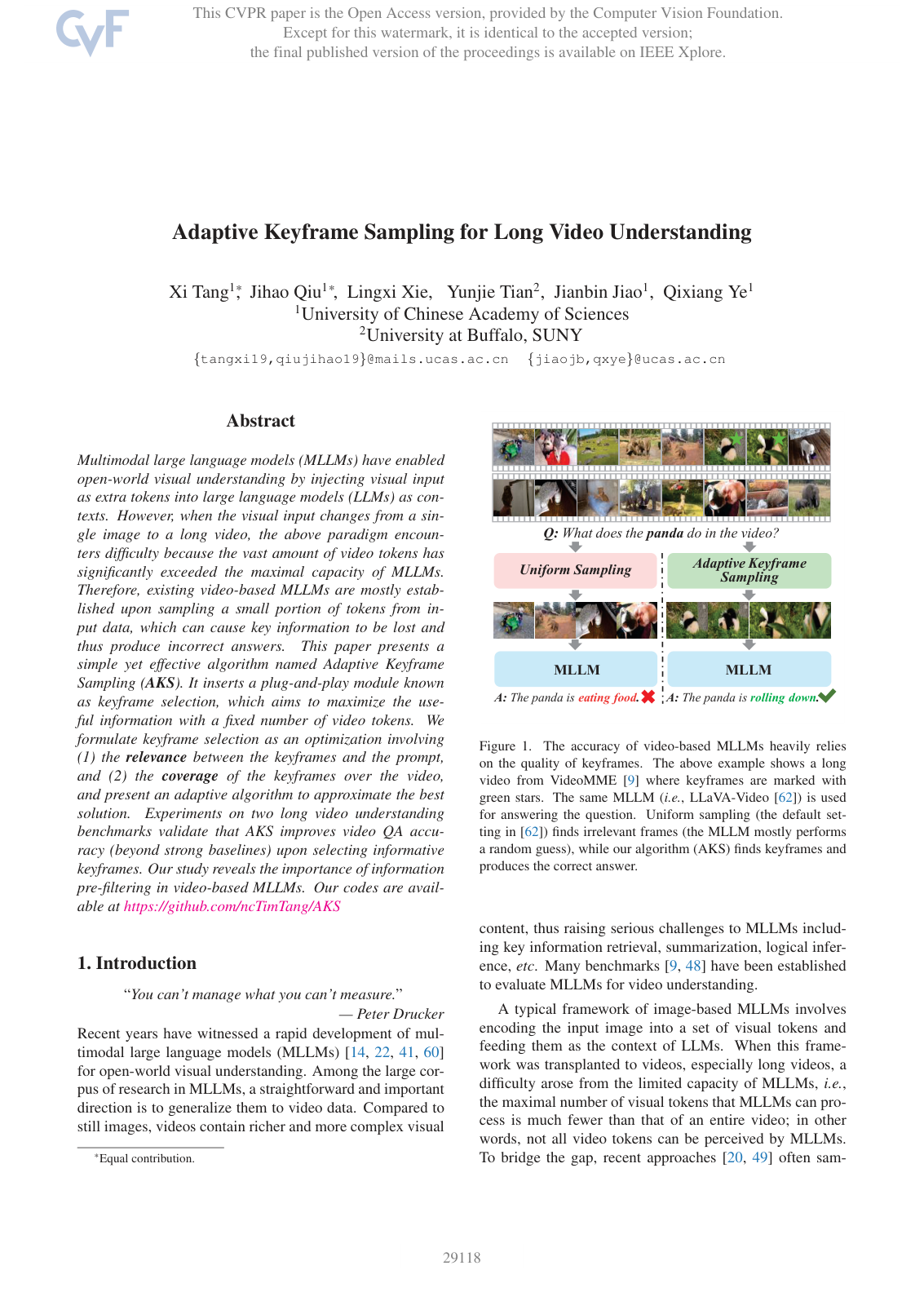 Cover for Adaptive Keyframe Sampling for Long Video Understanding