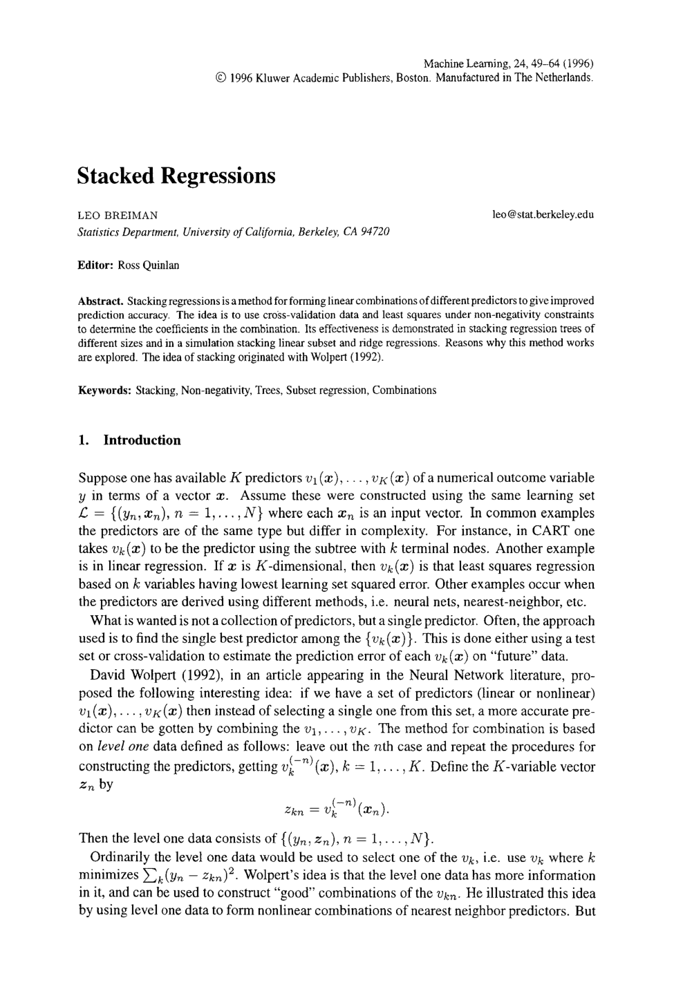 Stacked regressions